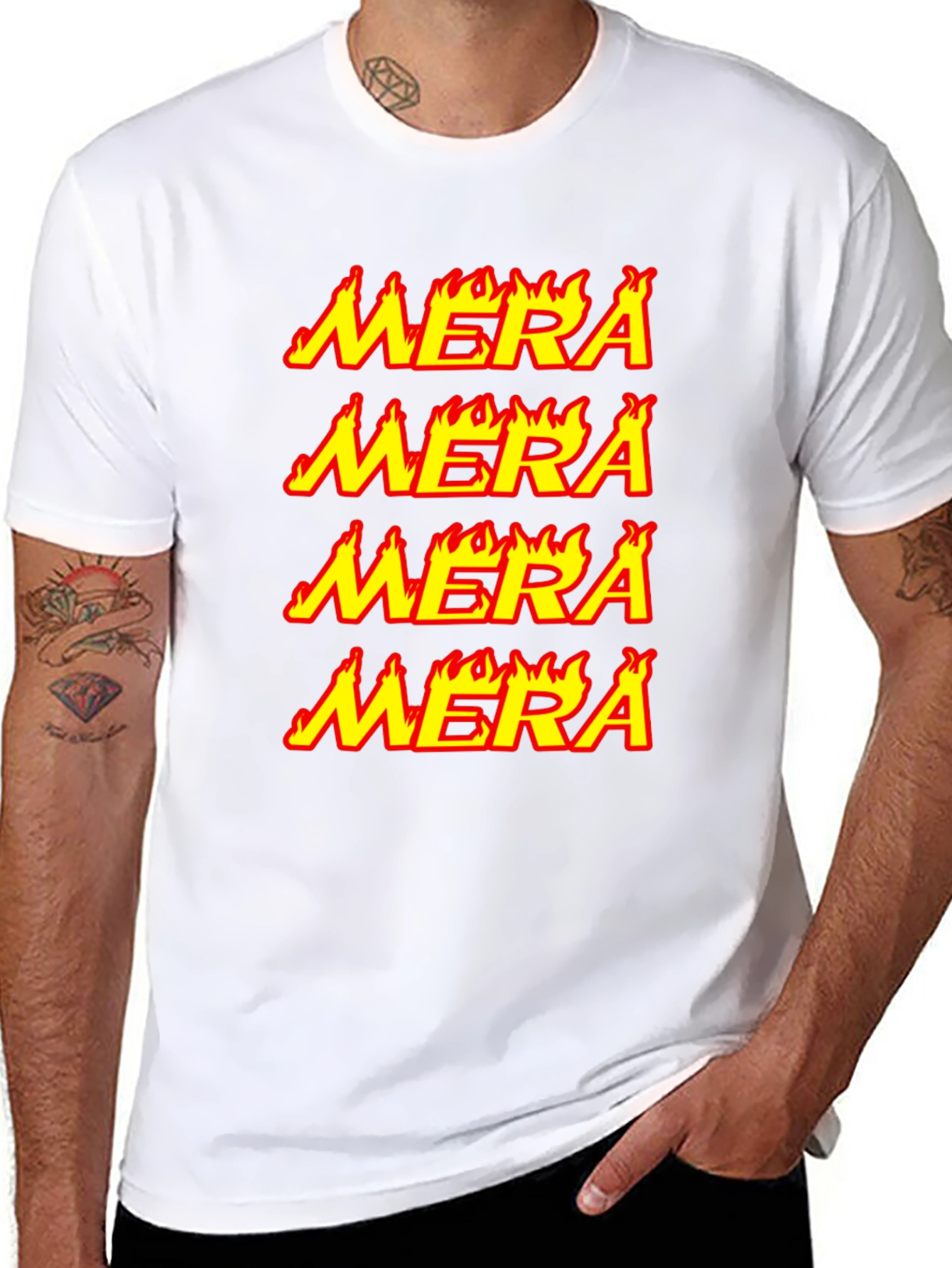 Mera Flame Graphic Tee - Black Cotton T-Shirt