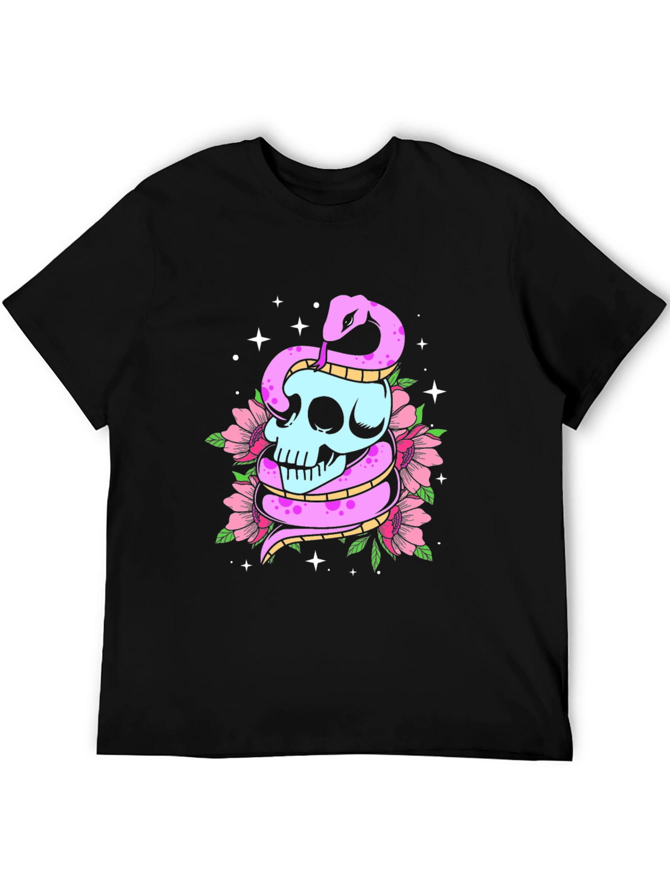 Skull & Snake Graphic Tee - Mens Black T-Shirt