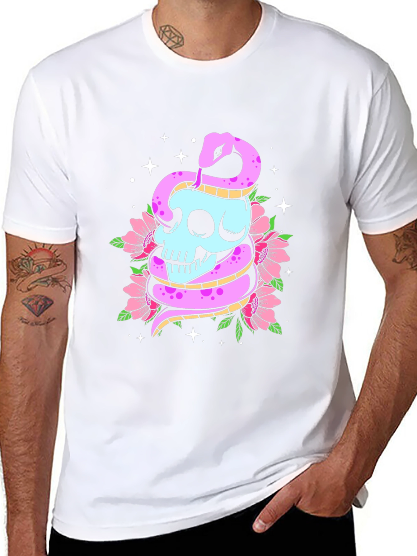 Skull & Snake Graphic Tee - Mens Black T-Shirt