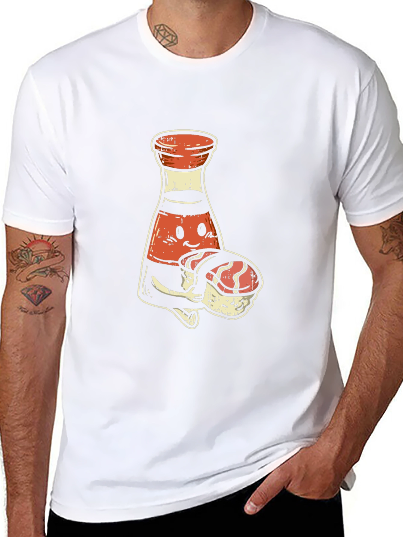 Sushi Soy Sauce Cartoon Graphic T-Shirt