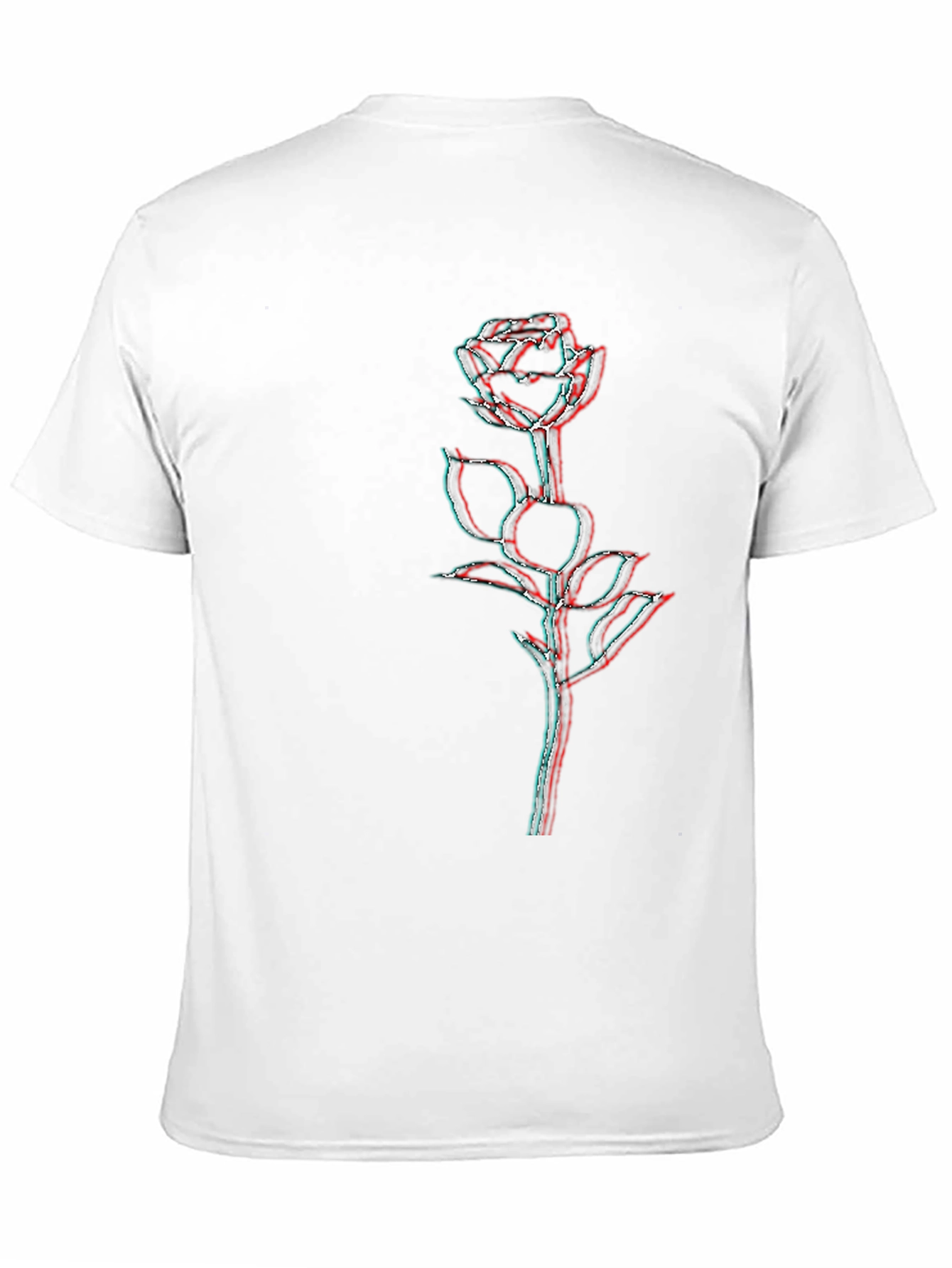 Mens Black Glitch Rose Graphic Tee