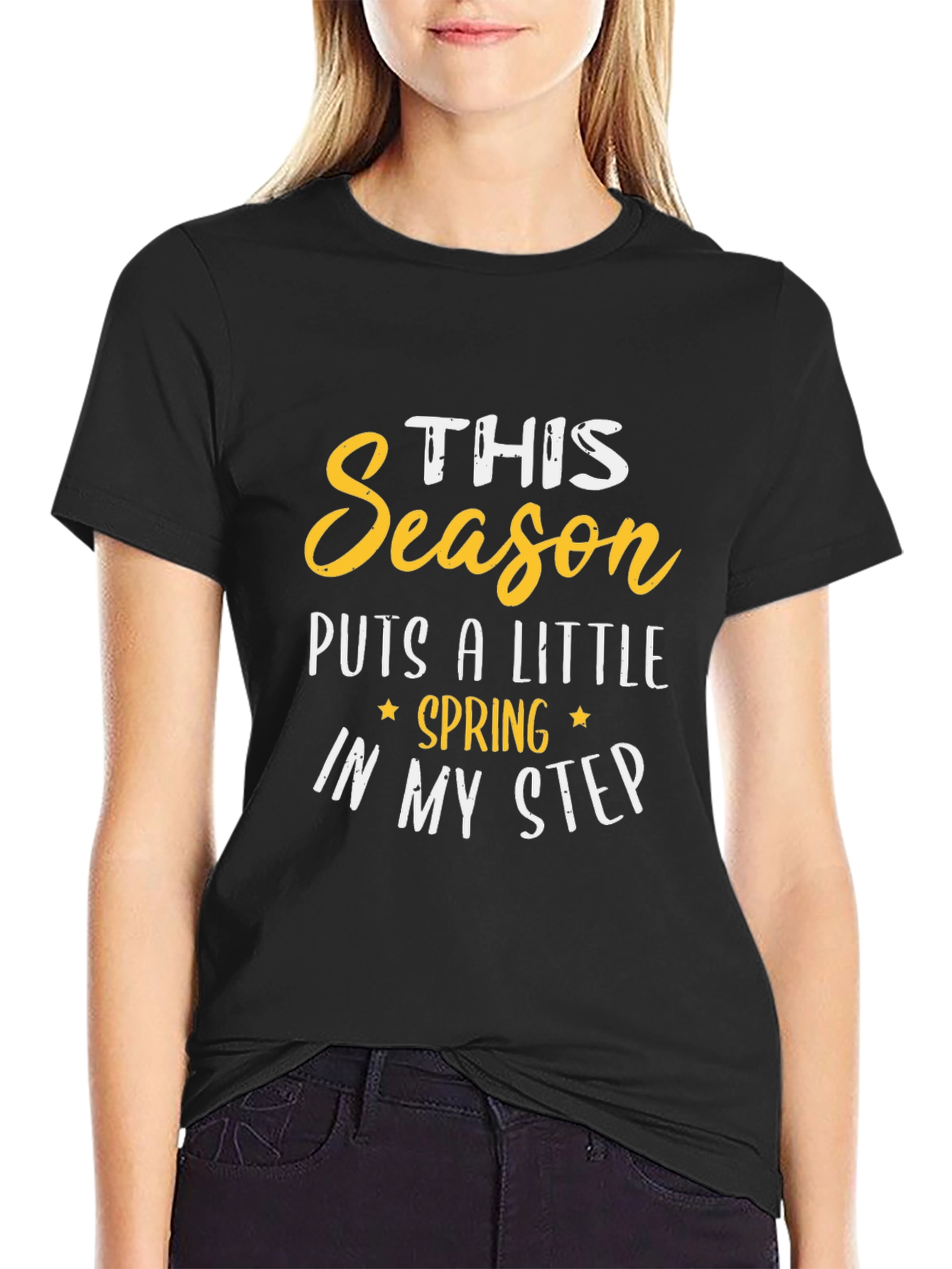 Spring in My Step Black Graphic Tee