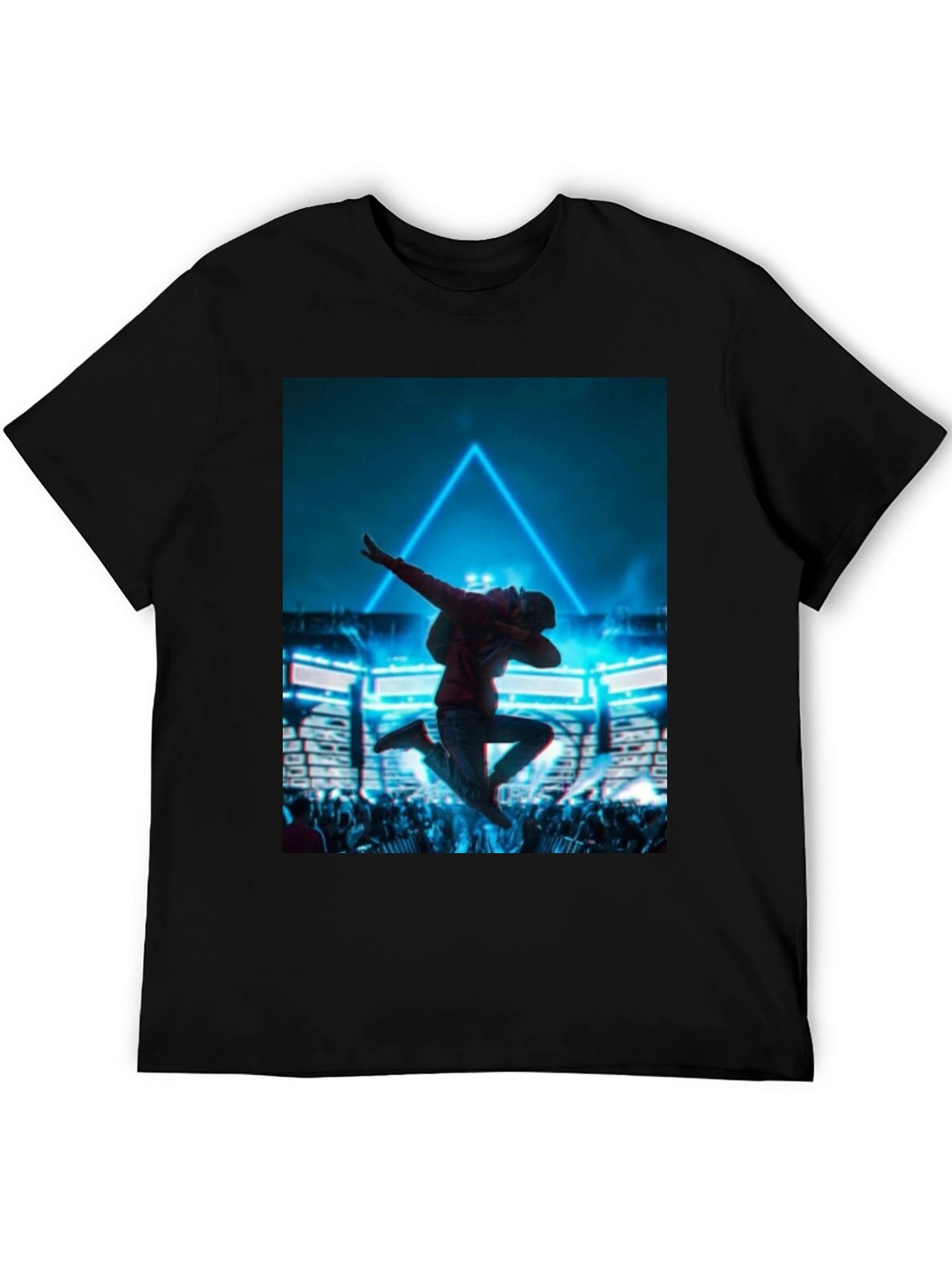 Dabbing Man Graphic T-Shirt - Black Crew Neck Tee
