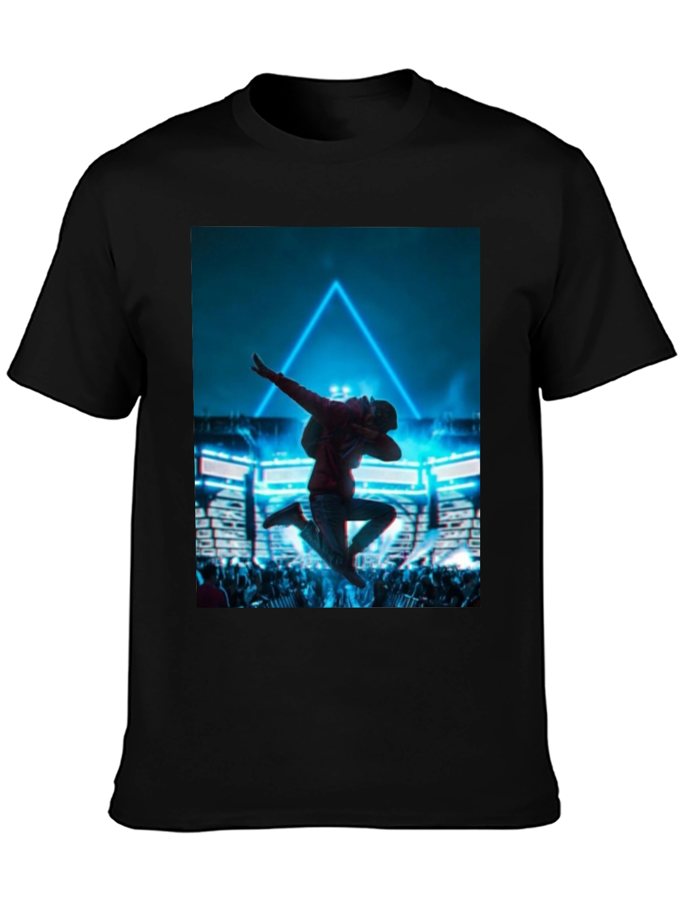 Dabbing Man Graphic T-Shirt - Black Crew Neck Tee