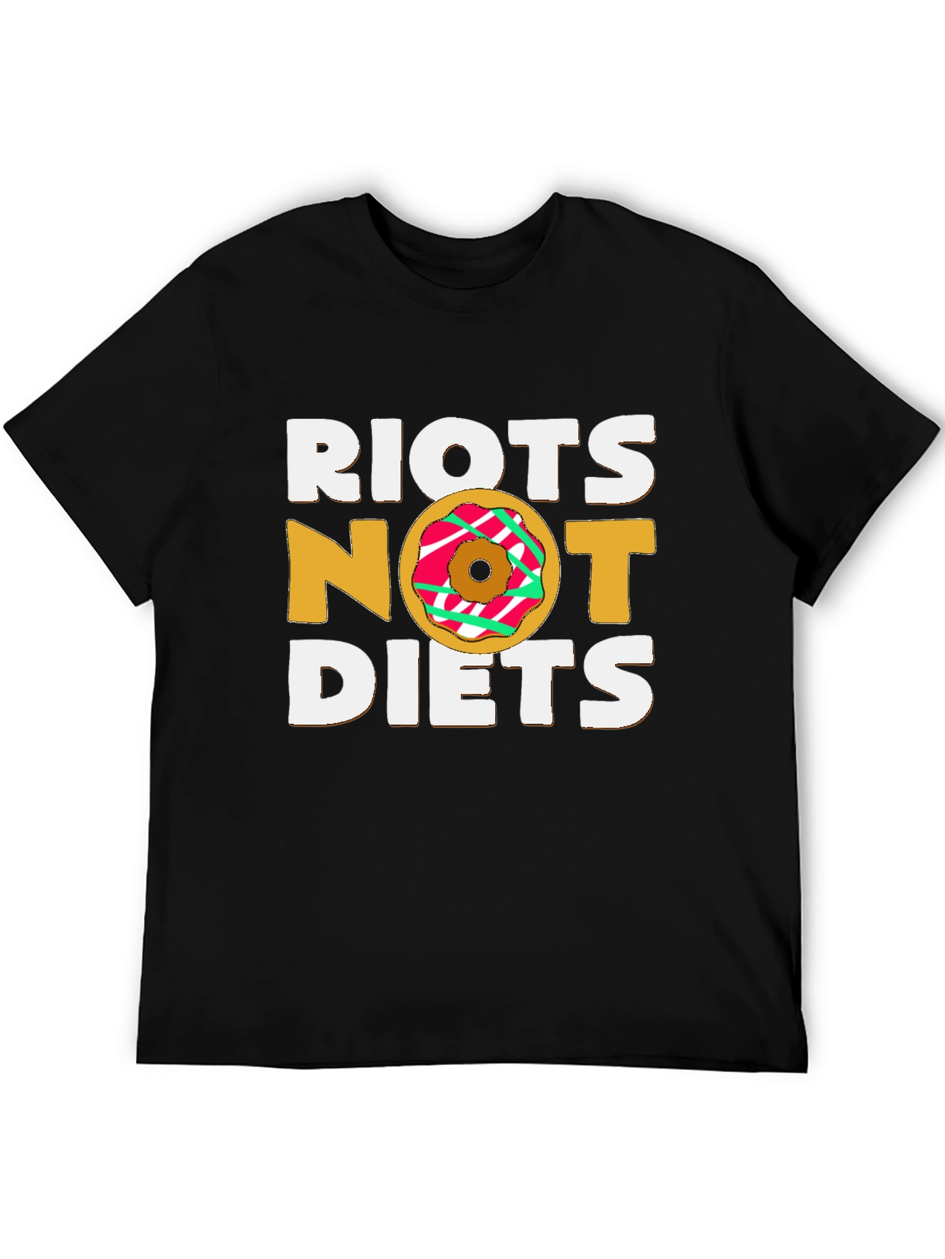Riots Not Diets Donut Graphic Tee - Black