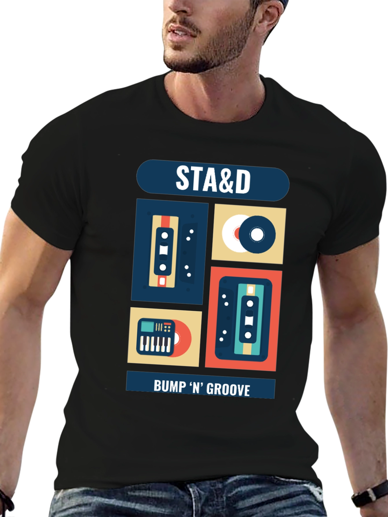Retro Music Graphic T-Shirt: STA&D Bump N Groove
