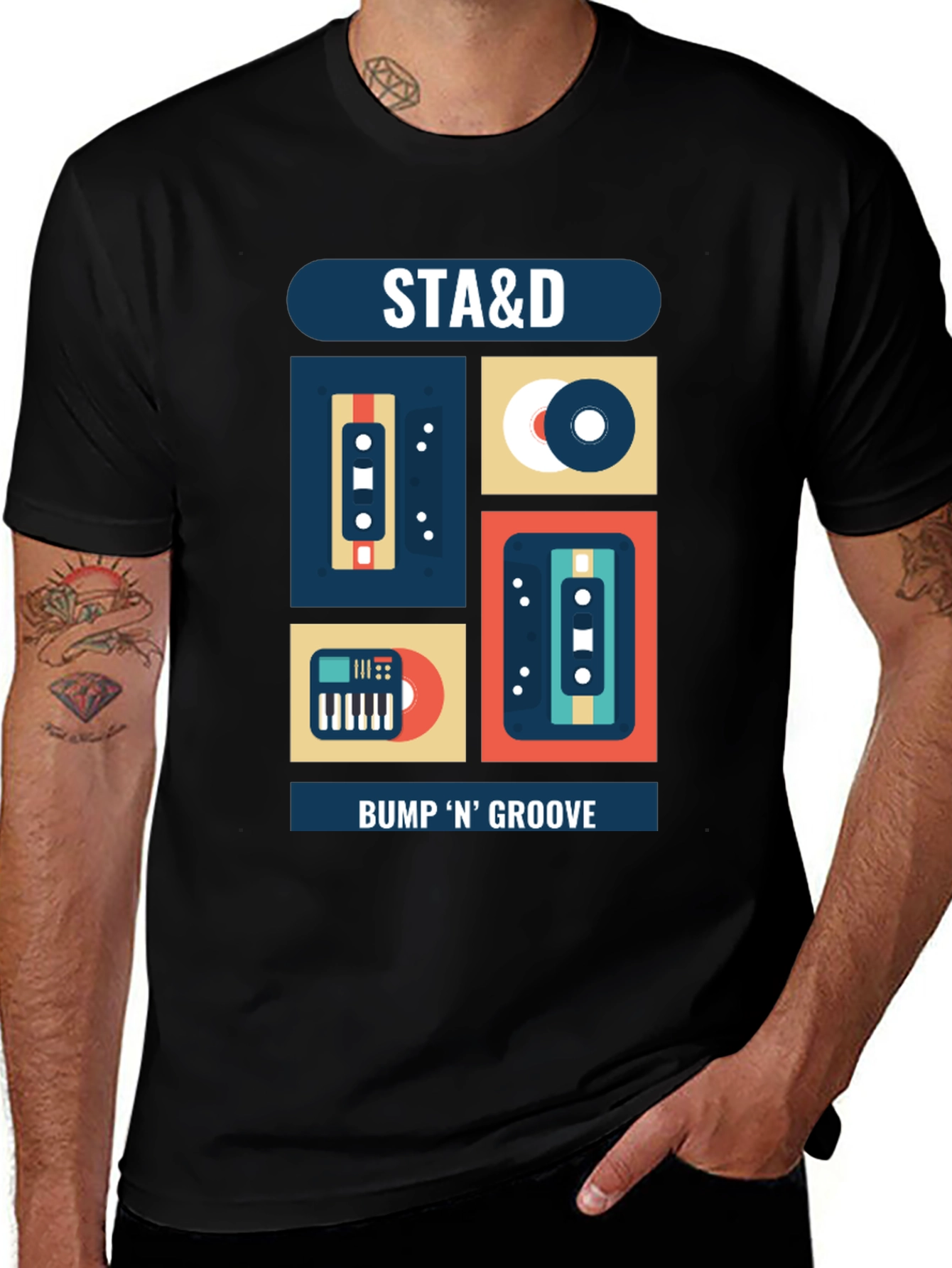 Retro Music Graphic T-Shirt: STA&D Bump N Groove