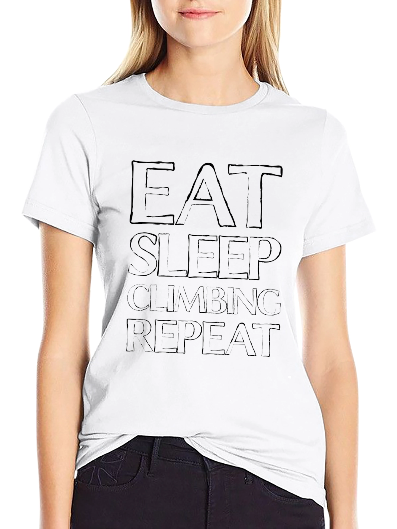 Eat Sleep Climbing Repeat Black Graphic Tee
