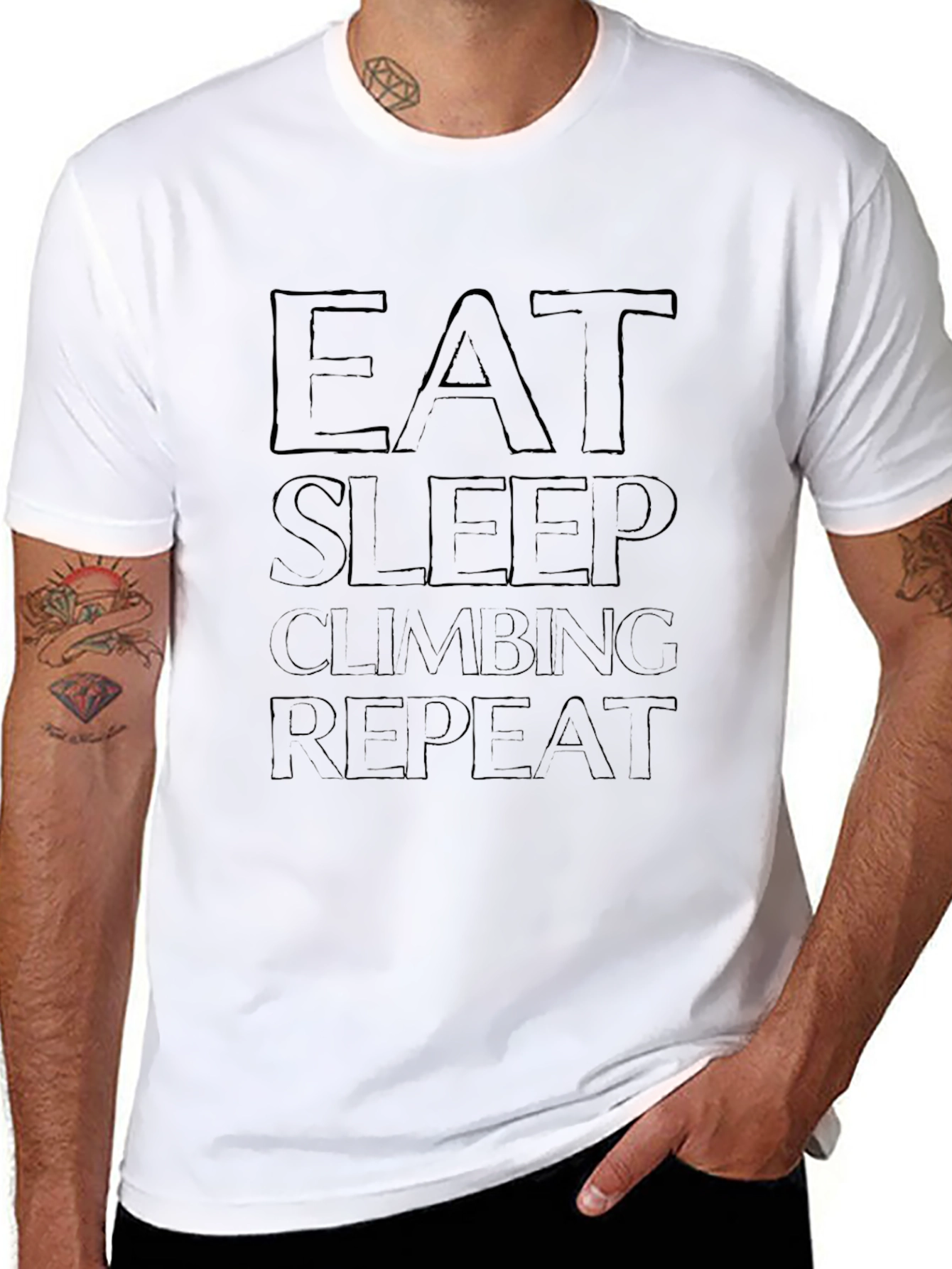 Eat Sleep Climbing Repeat Black Graphic Tee
