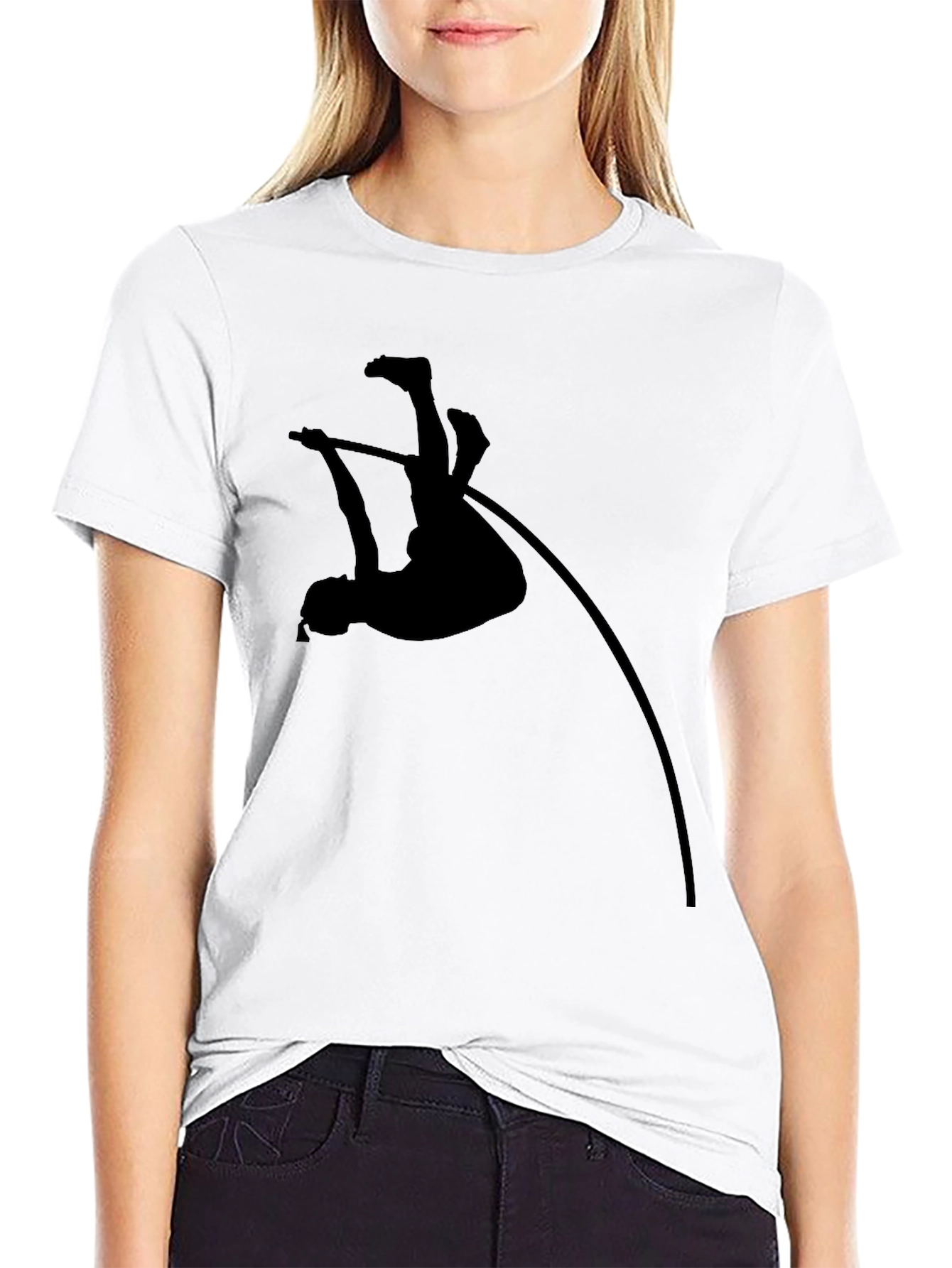 Pole Vault Silhouette Graphic T-Shirt - Black
