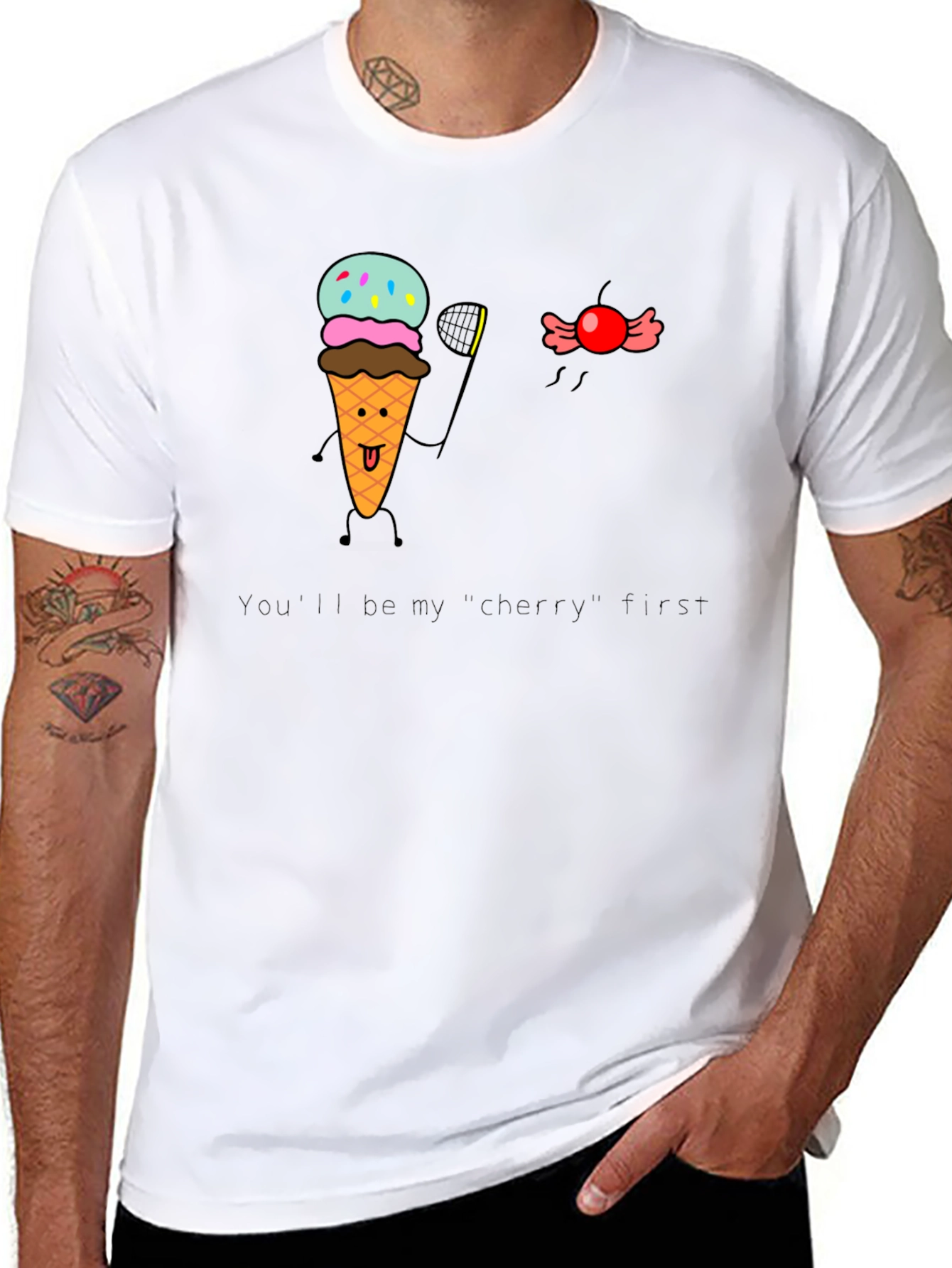 Funny Ice Cream & Cherry T-Shirt