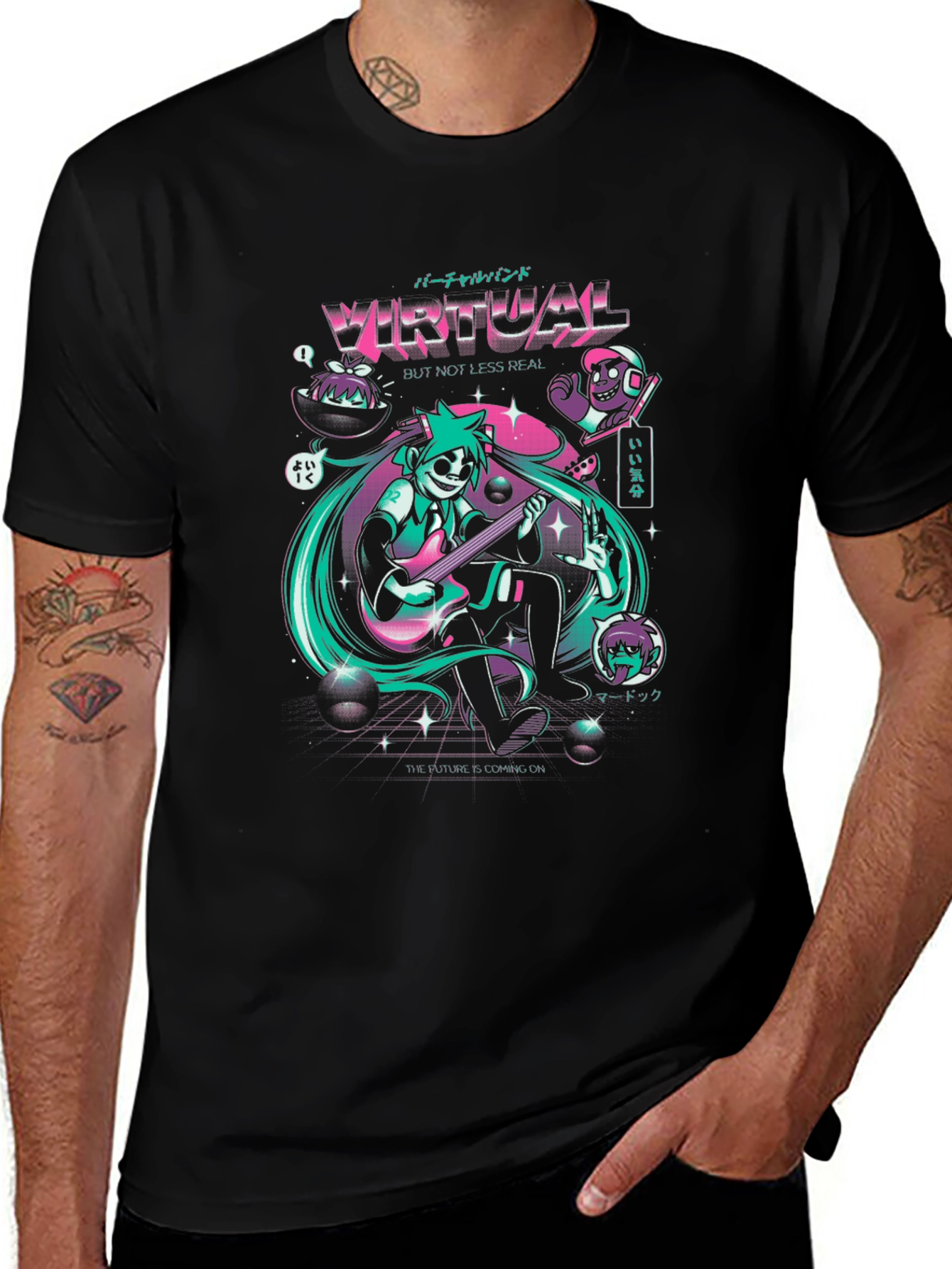 Virtual Band Graphic Tee - Unisex Black T-Shirt