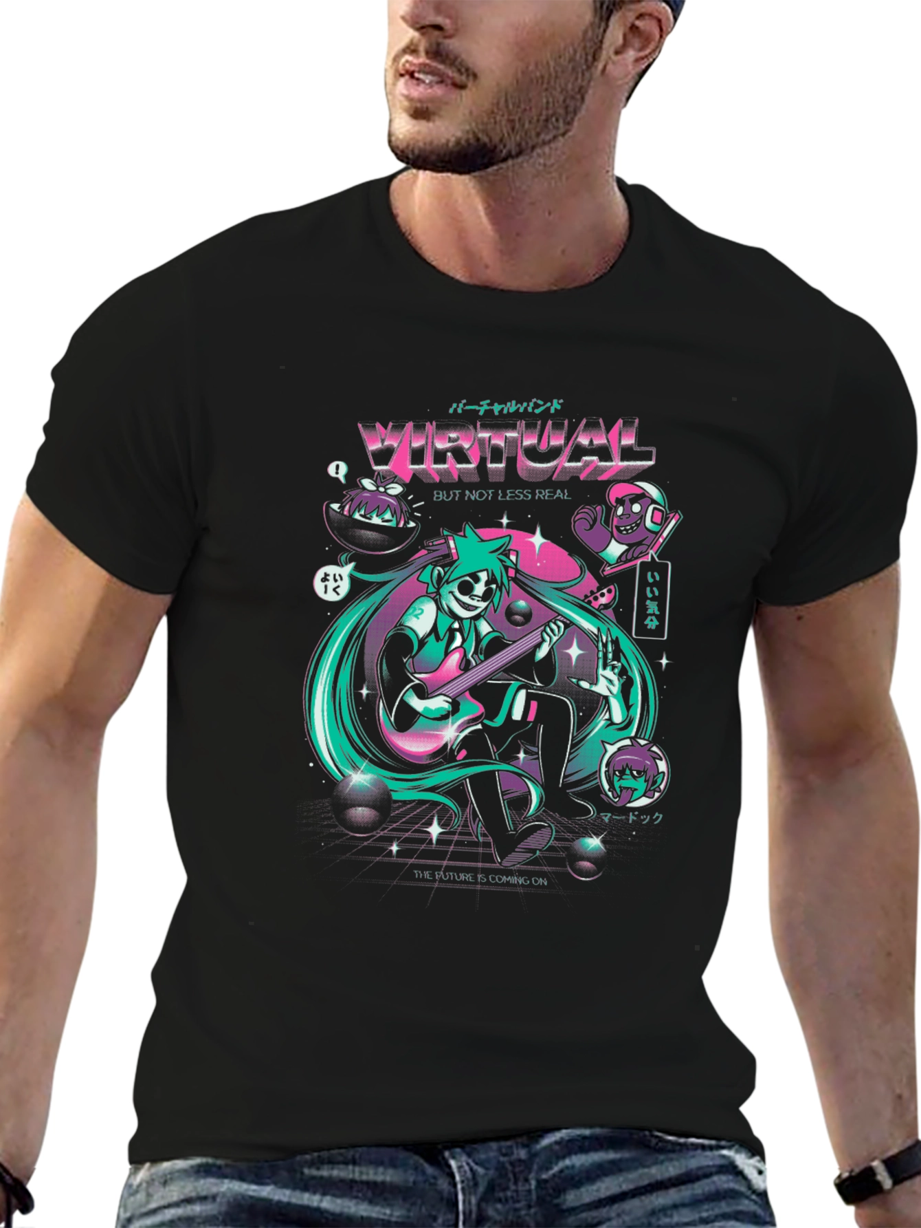 Virtual Band Graphic Tee - Unisex Black T-Shirt