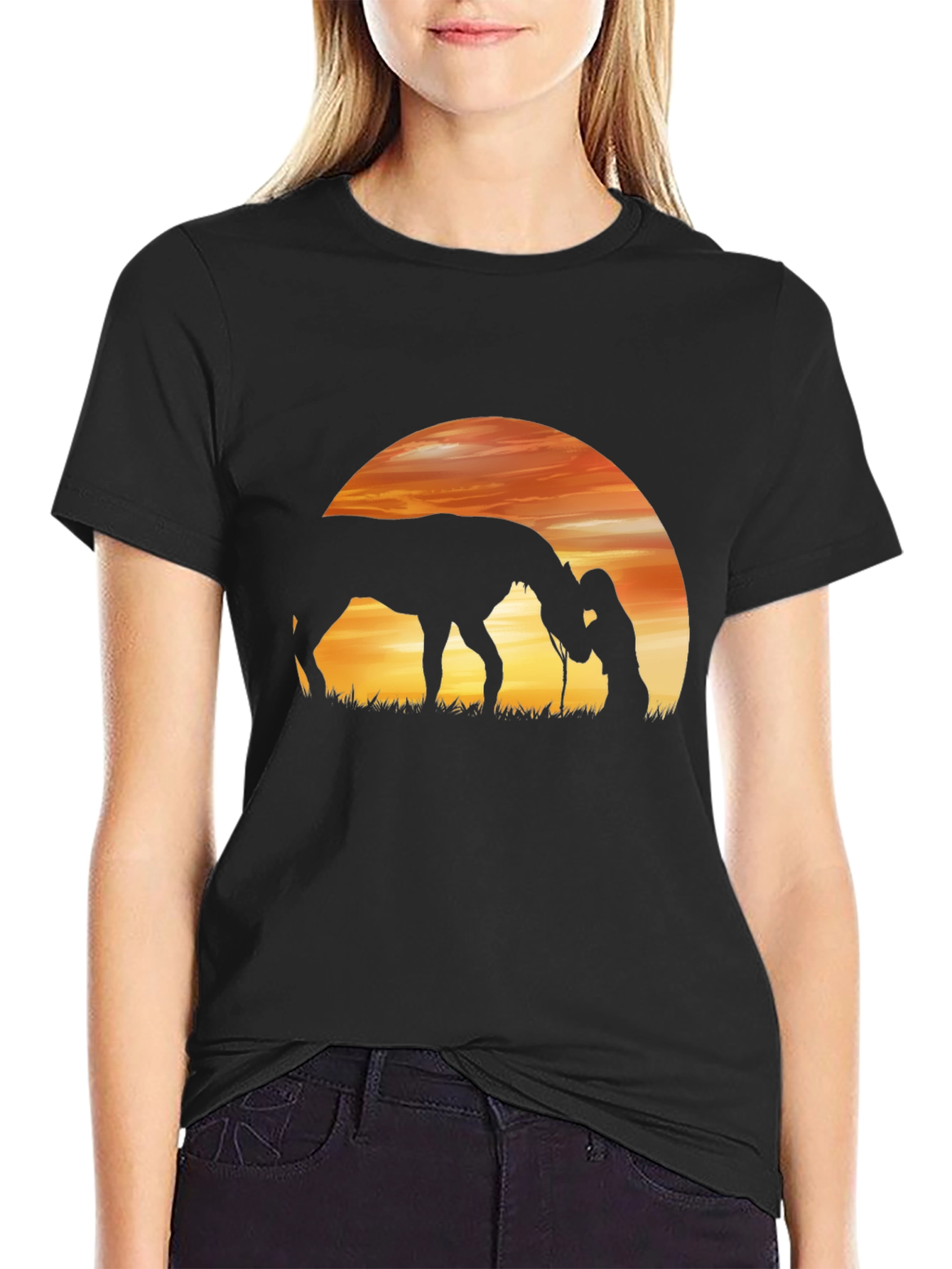 Sunset Horse & Woman Graphic Tee