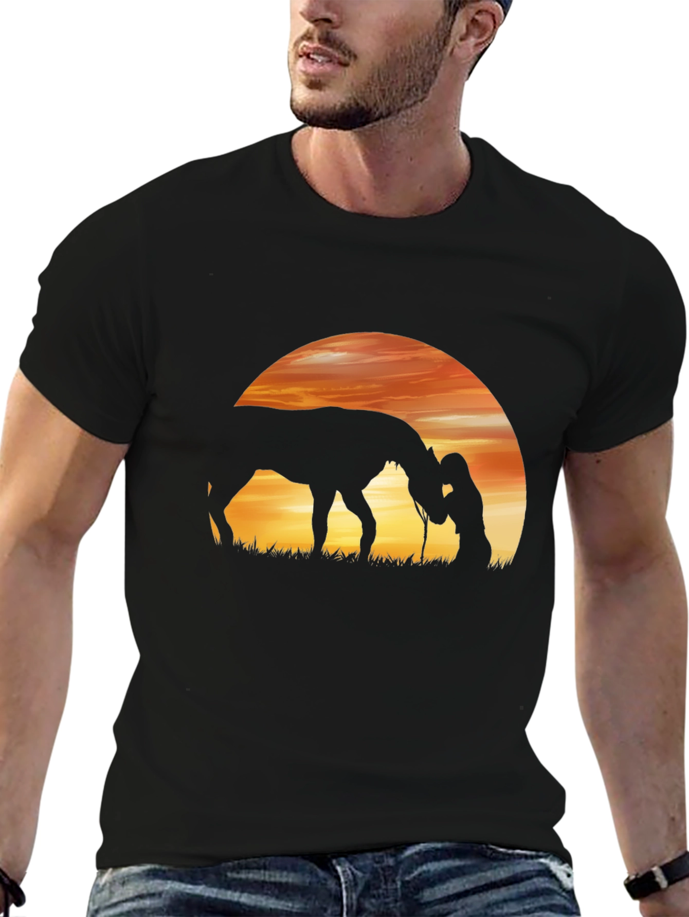 Sunset Horse & Woman Graphic Tee