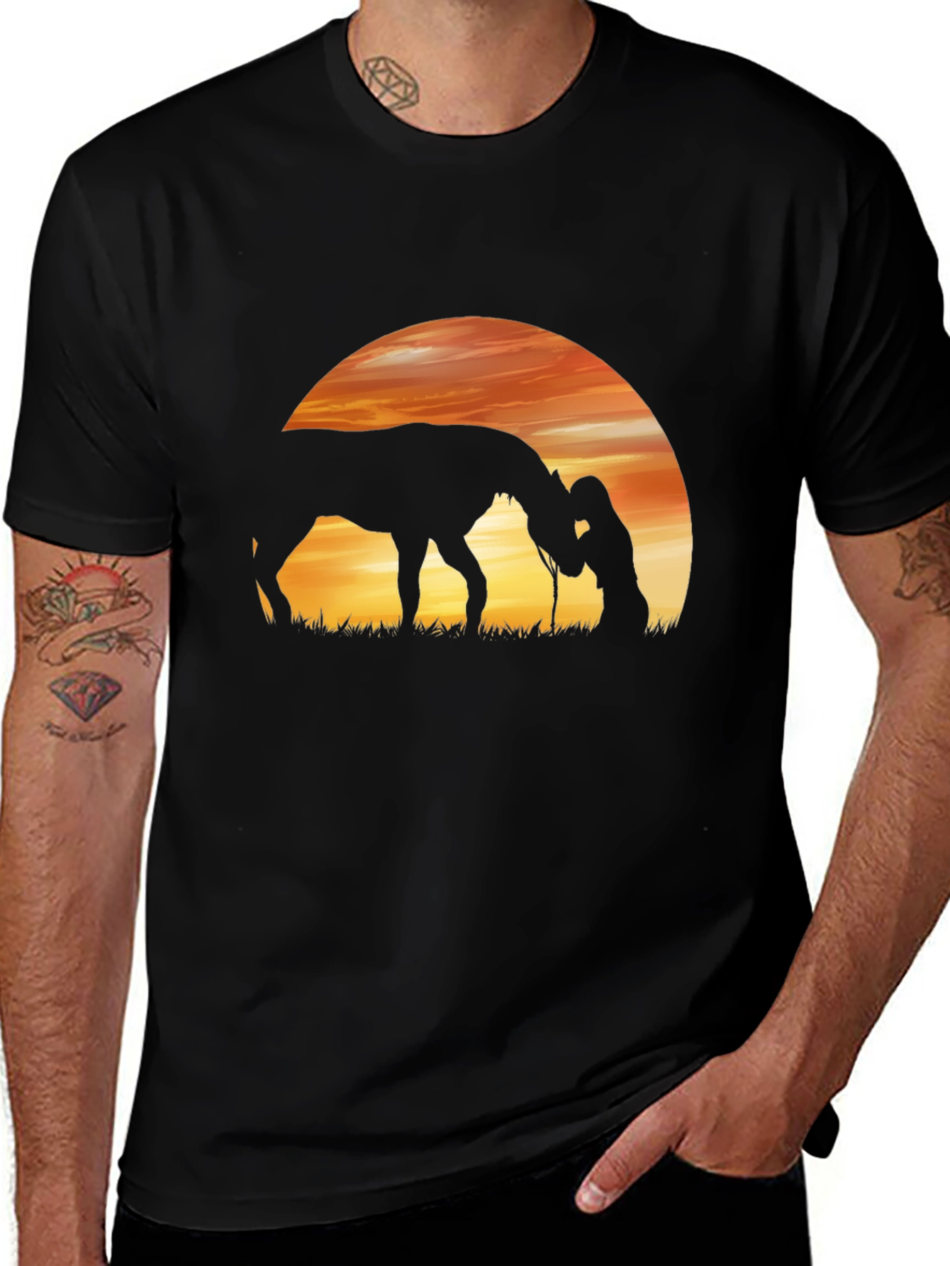 Sunset Horse & Woman Graphic Tee