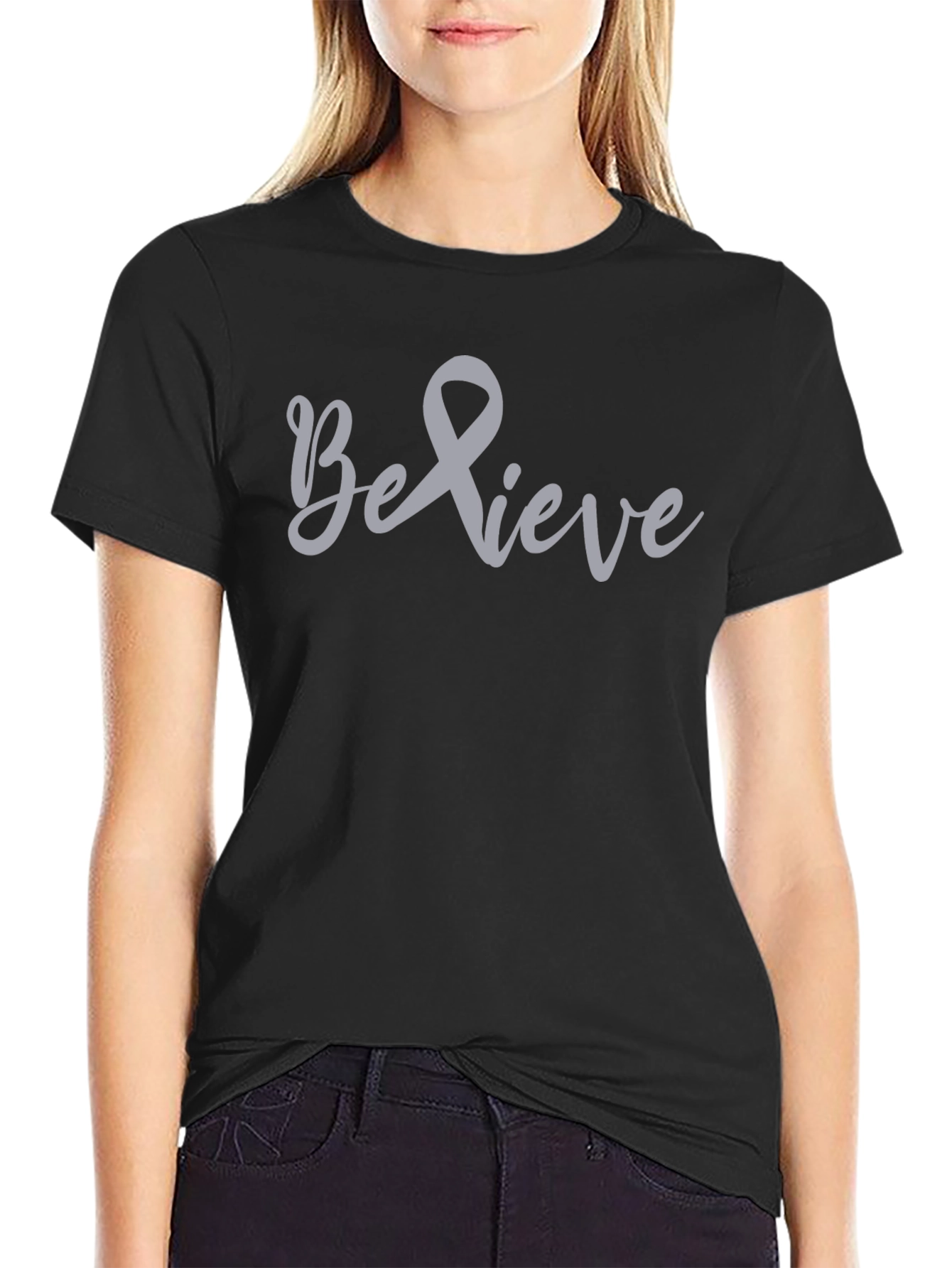 Believe Awareness Ribbon Graphic T-Shirt