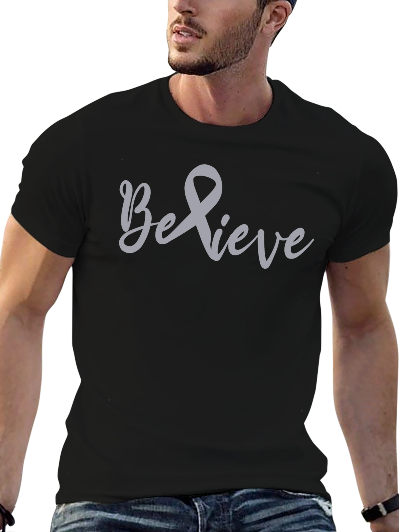 Believe Awareness Ribbon Graphic T-Shirt