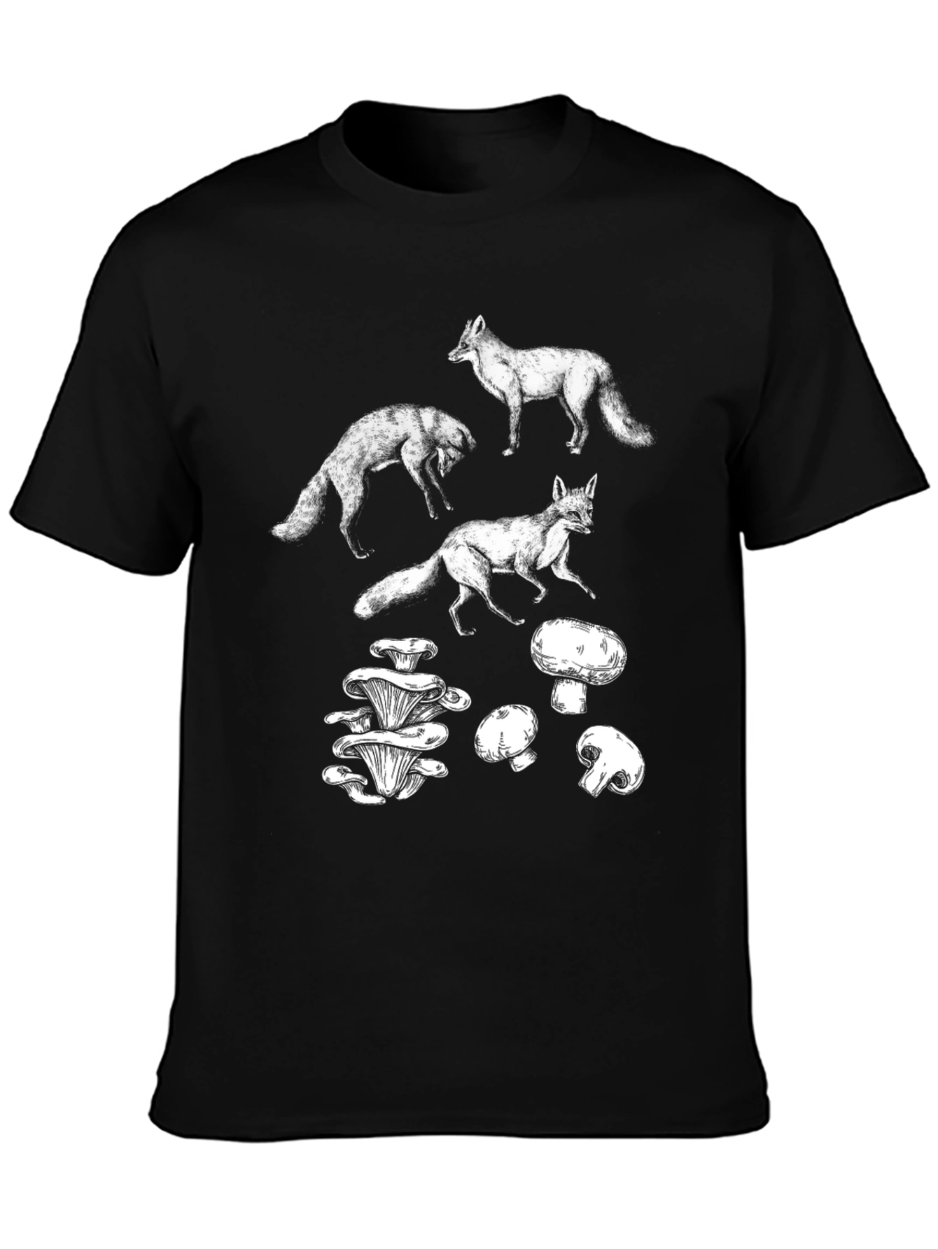 Fox and Mushroom Graphic T-Shirt