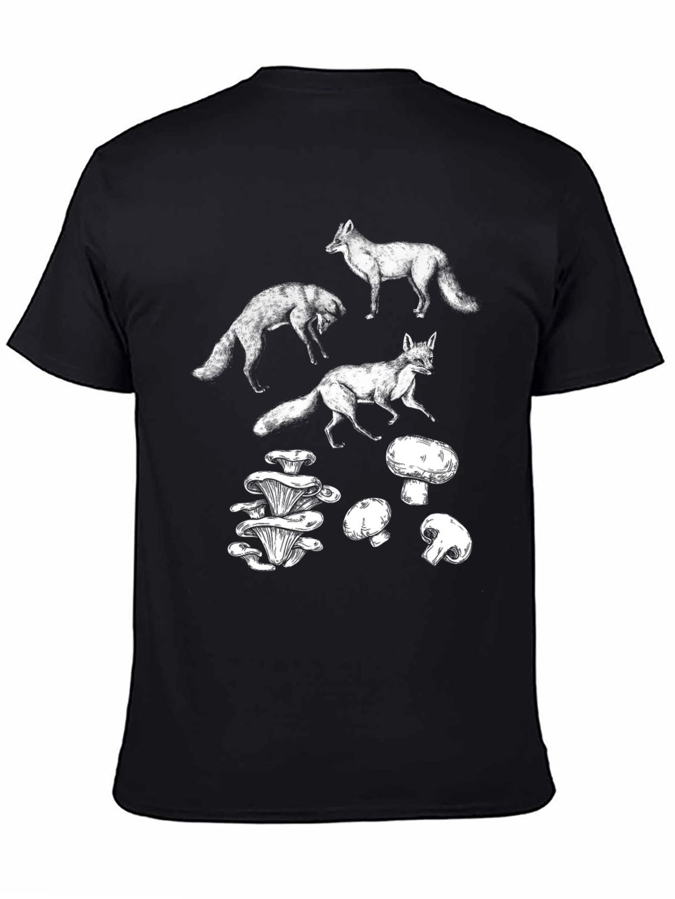 Fox and Mushroom Graphic T-Shirt