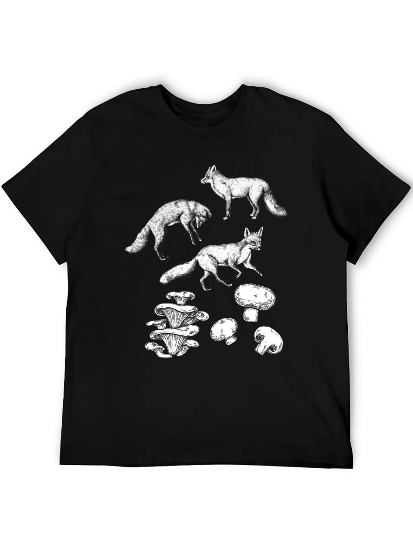 Fox and Mushroom Graphic T-Shirt
