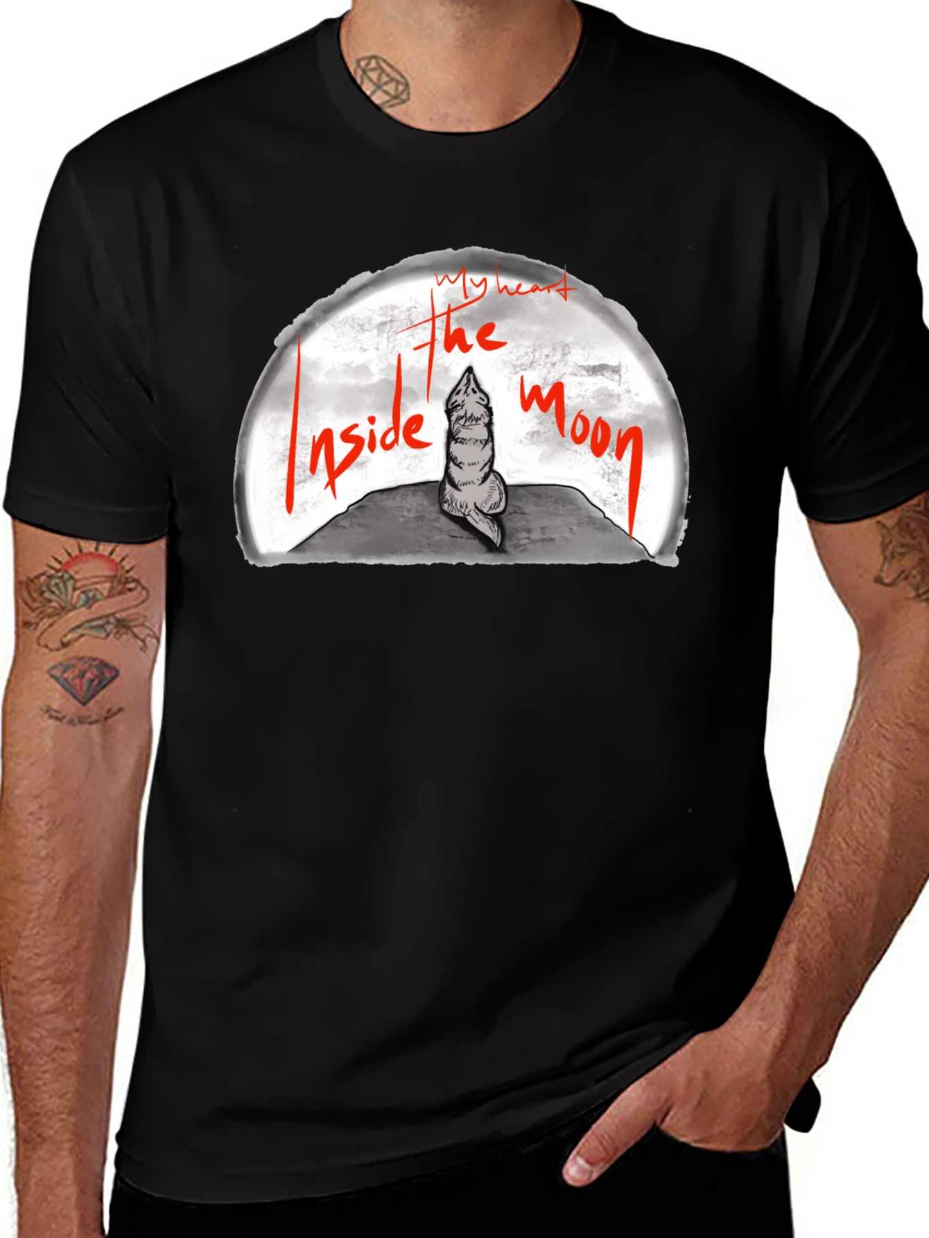My Heart Inside the Moon Graphic Tee - Black