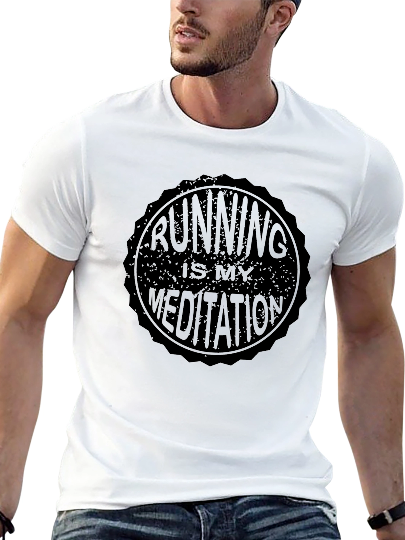 Running Is My Meditation - Mens Black T-Shirt
