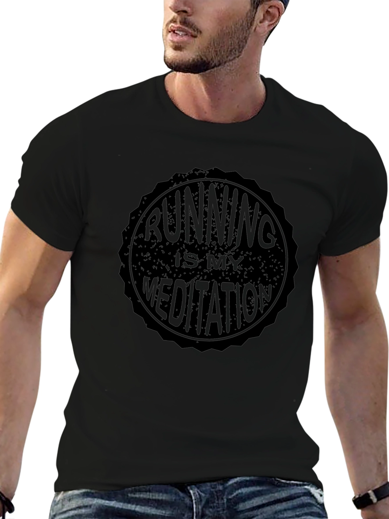 Running Is My Meditation - Mens Black T-Shirt