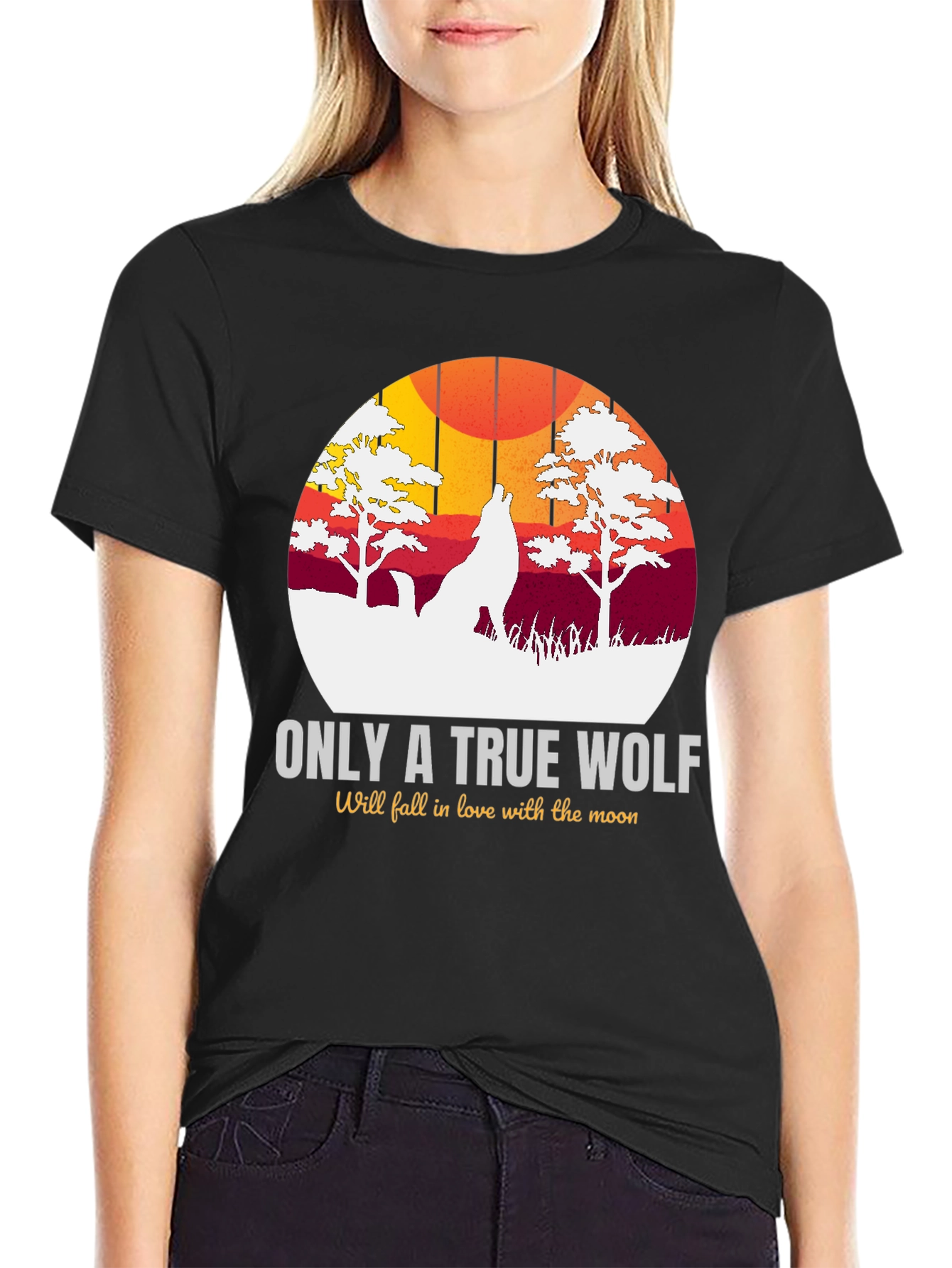 True Wolf Moon Graphic Tee - Black