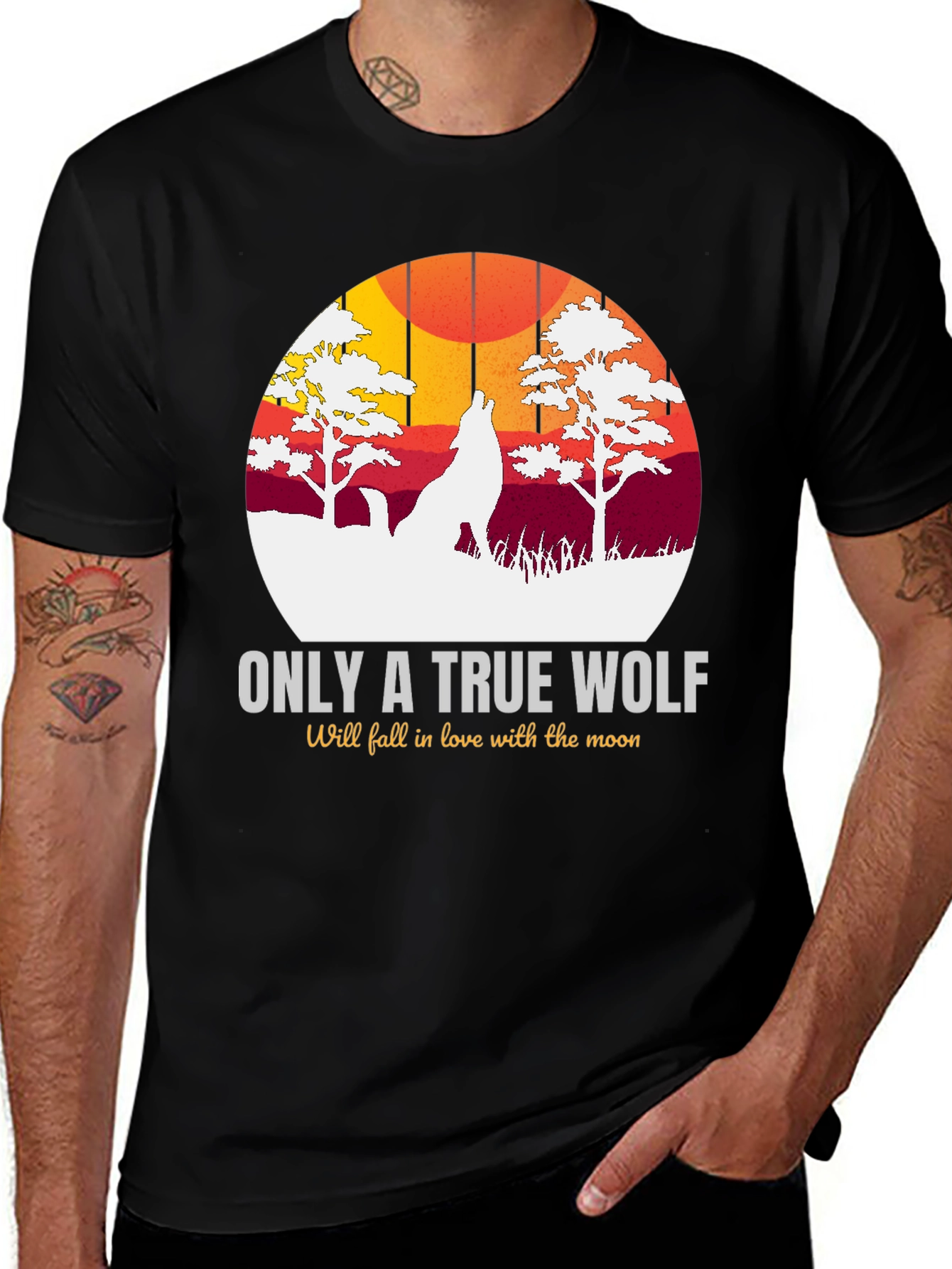 True Wolf Moon Graphic Tee - Black