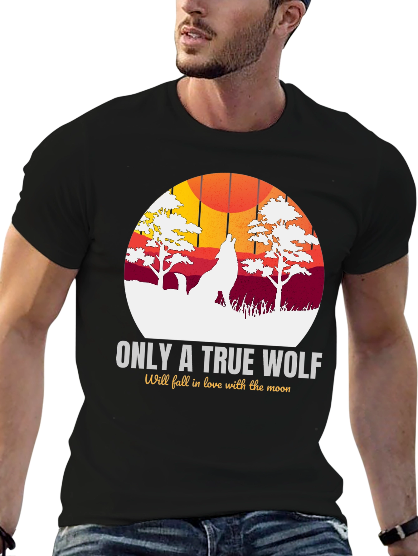 True Wolf Moon Graphic Tee - Black