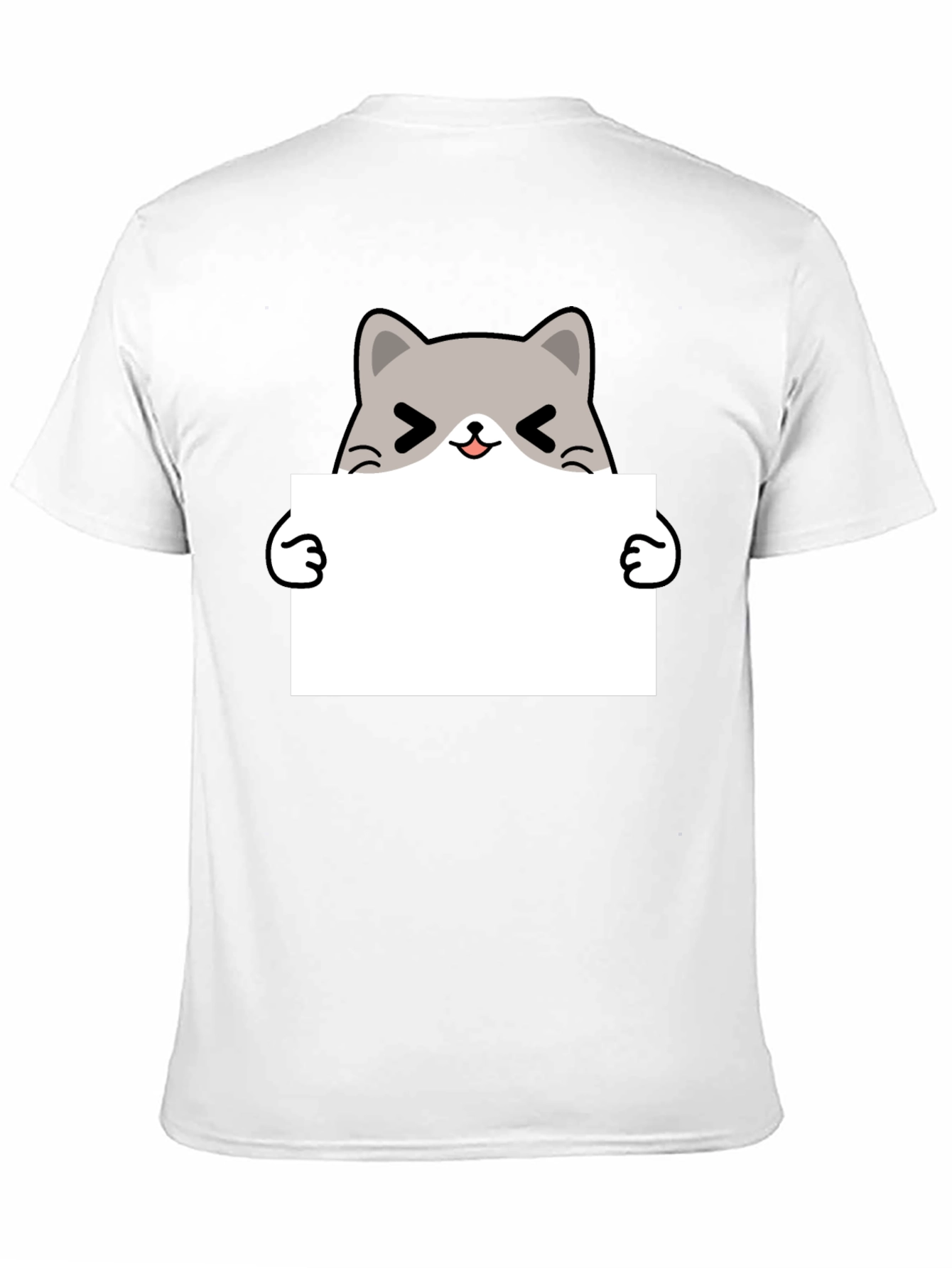 Cute Cat Holding Sign Black T-Shirt