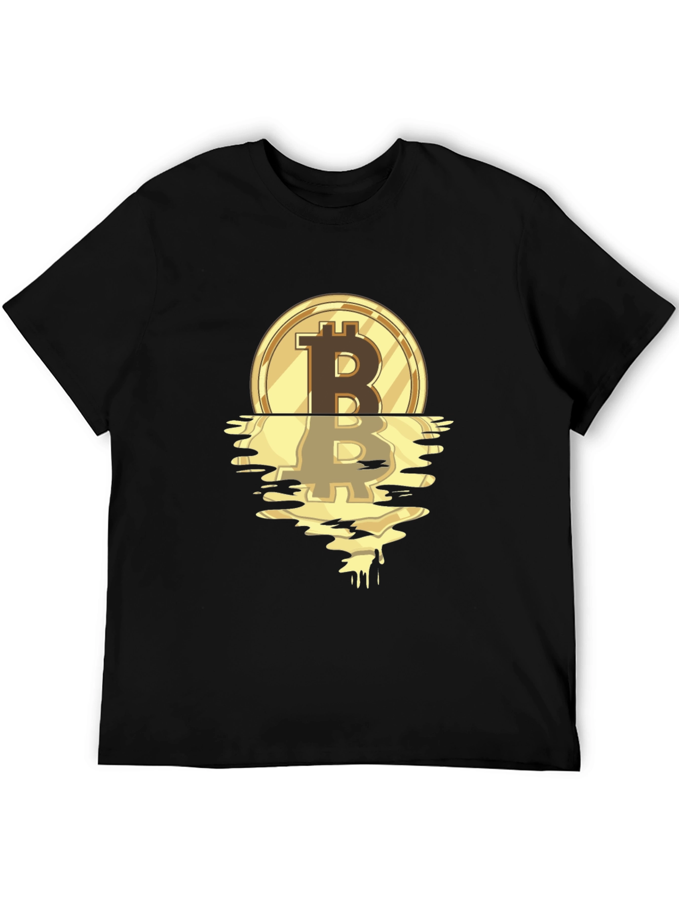 Bitcoin Melting Gold Coin Graphic T-Shirt