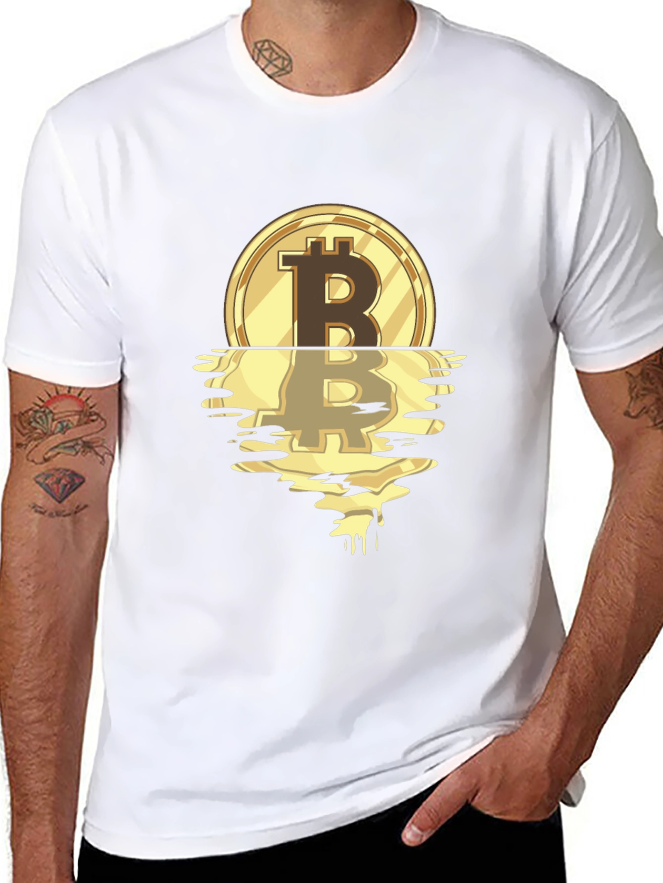 Bitcoin Melting Gold Coin Graphic T-Shirt