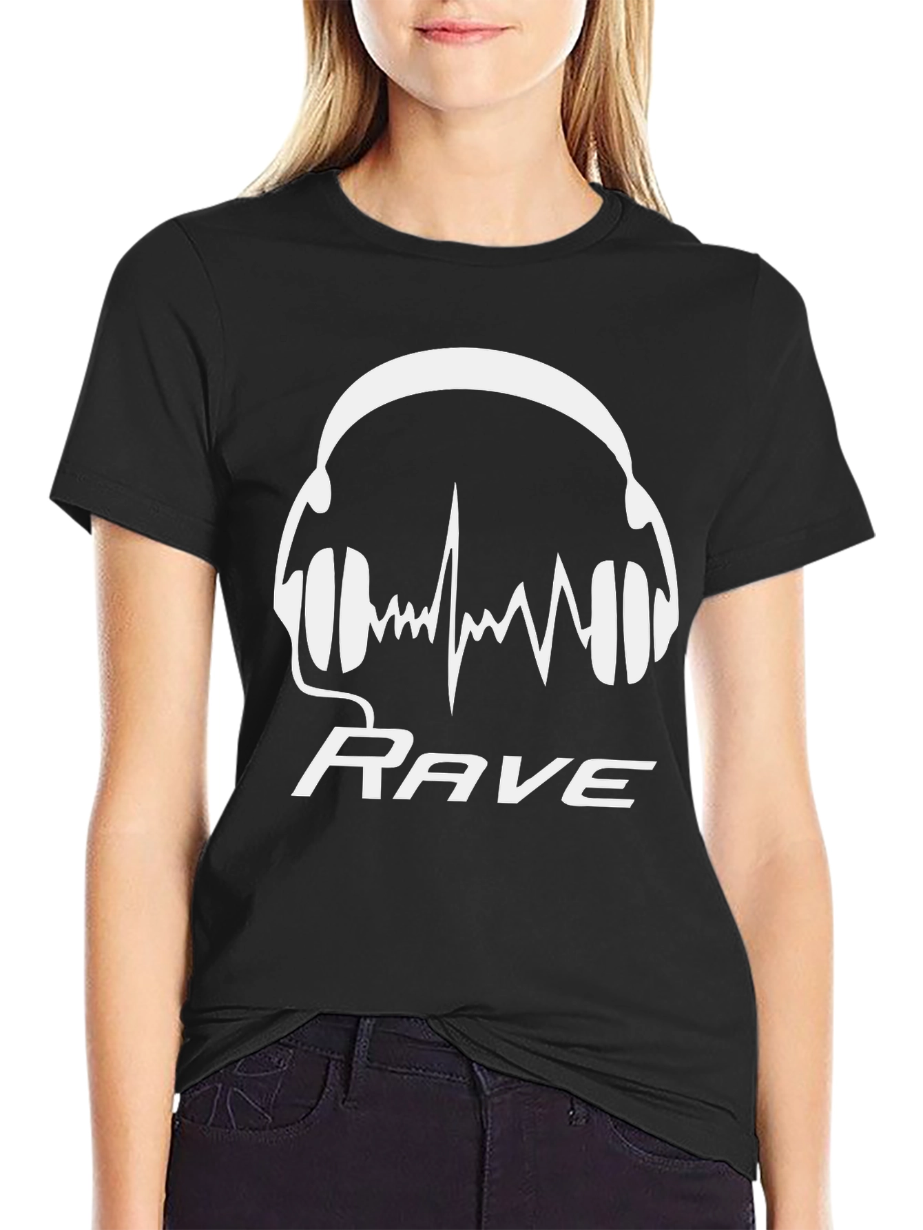 Rave Headphones Graphic Tee - Black