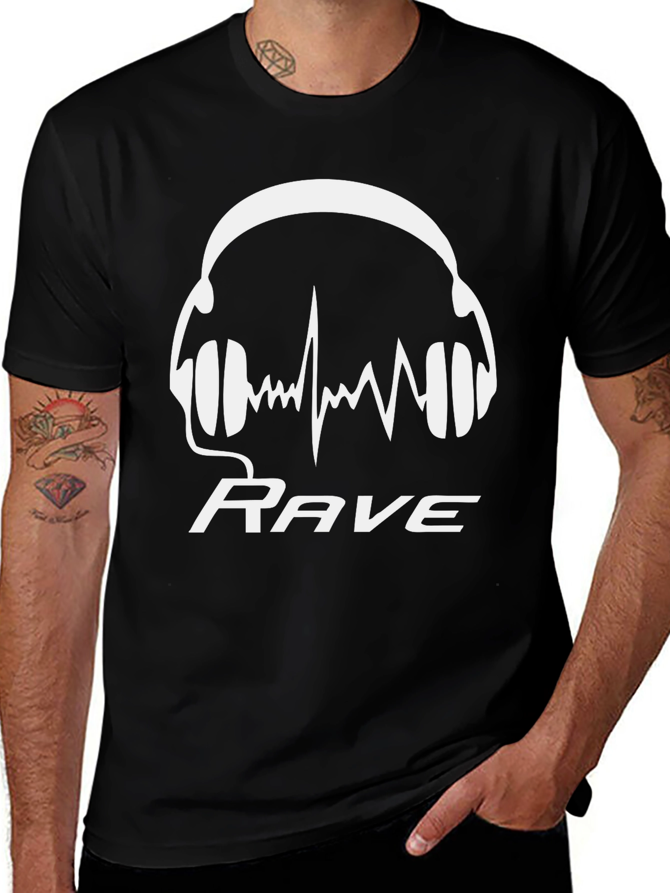 Rave Headphones Graphic Tee - Black