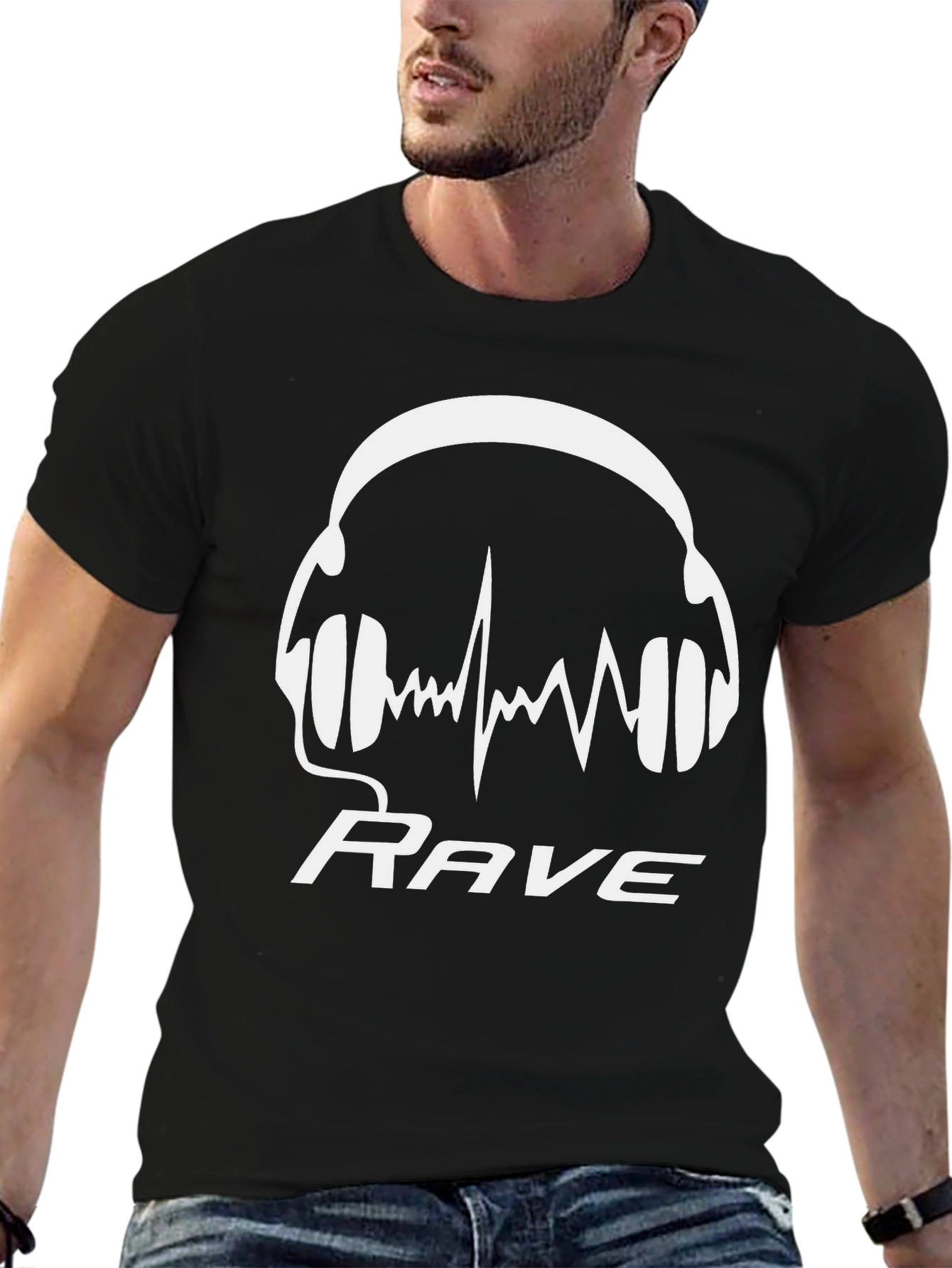 Rave Headphones Graphic Tee - Black