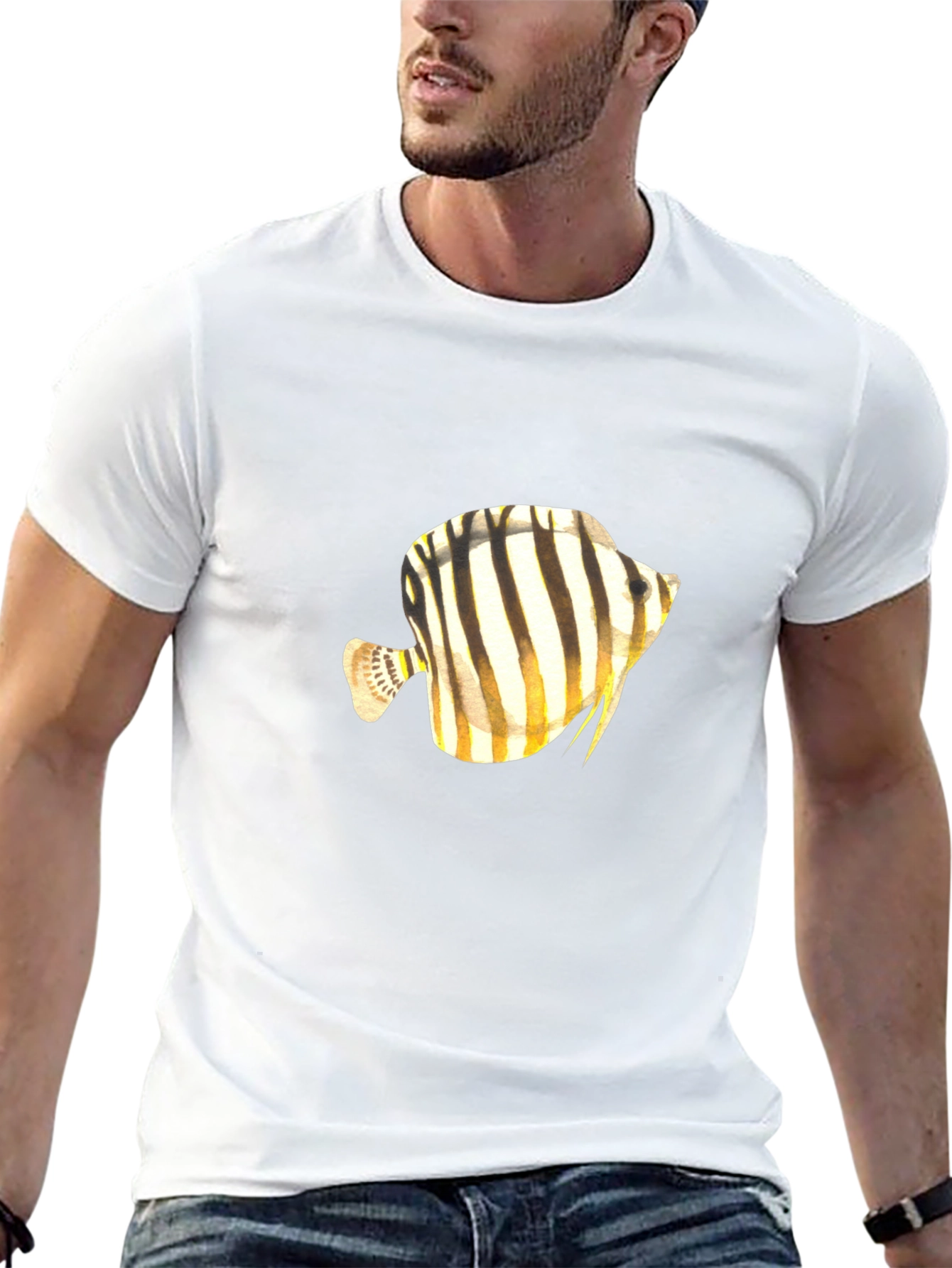 Stripped Fish Graphic Tee - Black