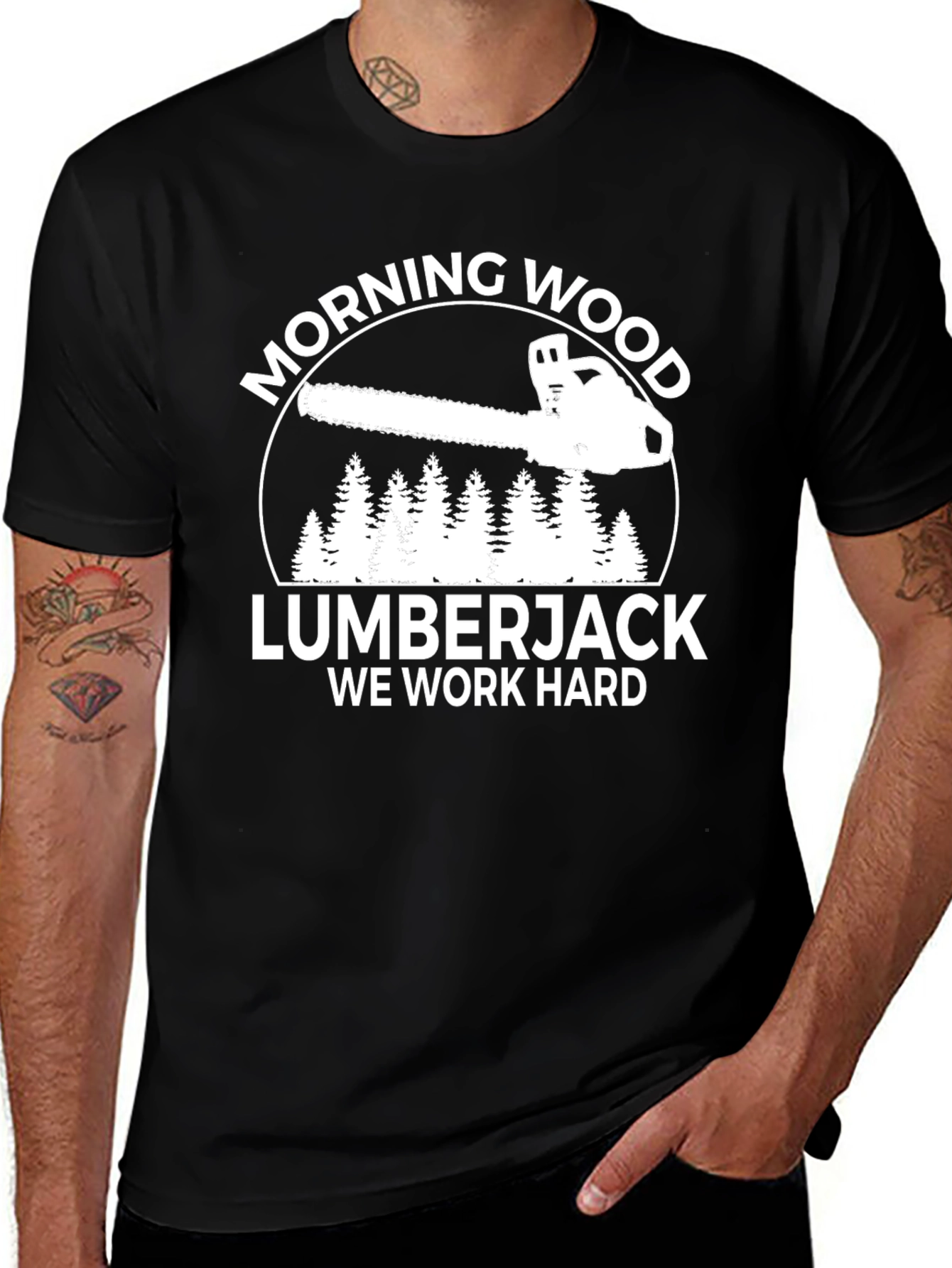 Morning Wood Lumberjack Black Graphic T-Shirt