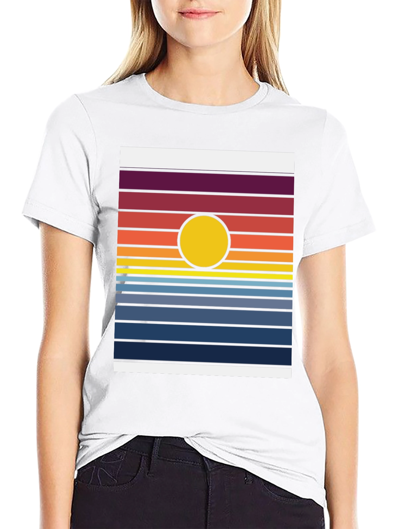 Retro Sunset Striped Graphic Tee