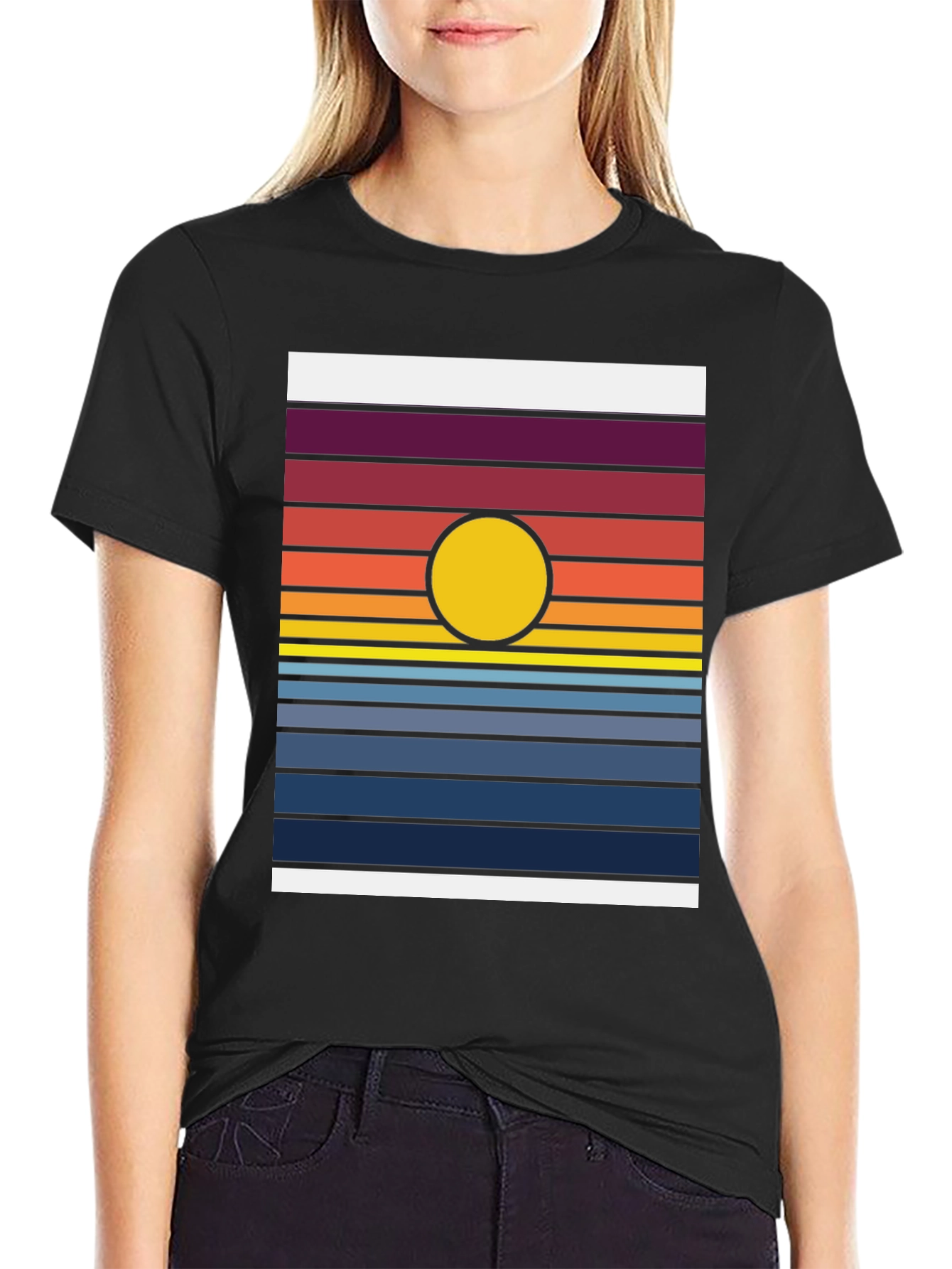 Retro Sunset Striped Graphic Tee