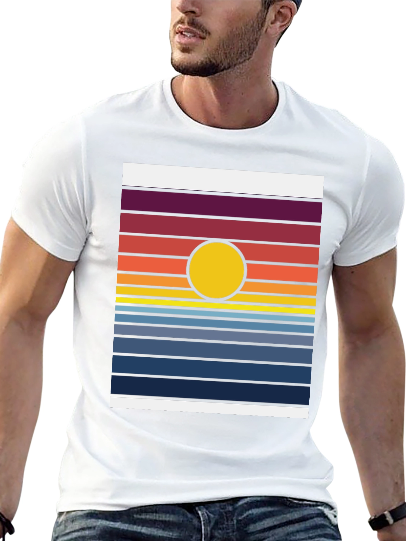 Retro Sunset Striped Graphic Tee