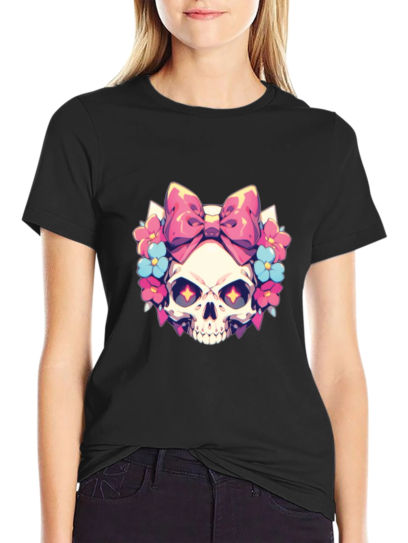 Skull & Bow T-Shirt - Gothic Style