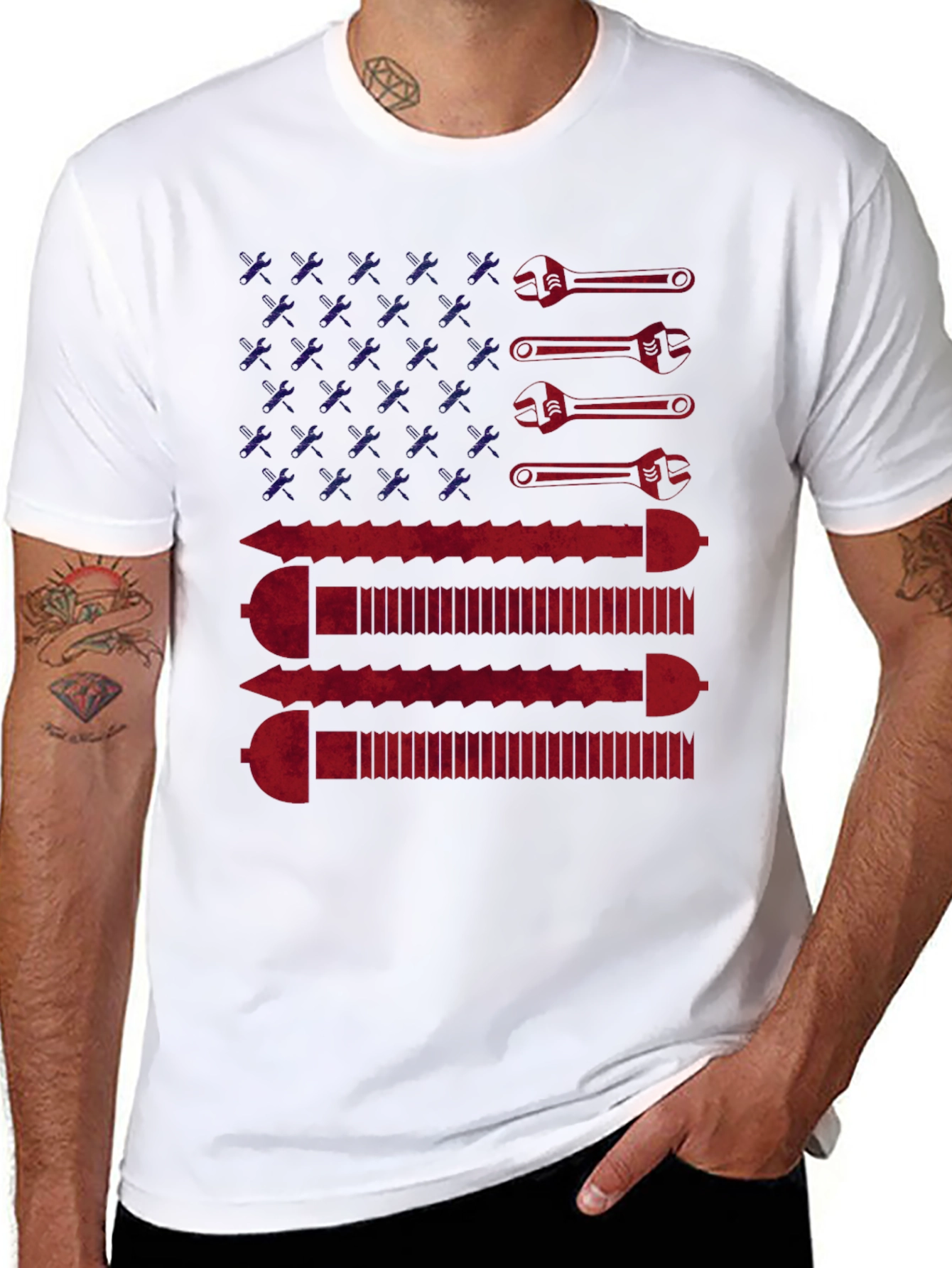 American Flag Wrench & Screw T-Shirt