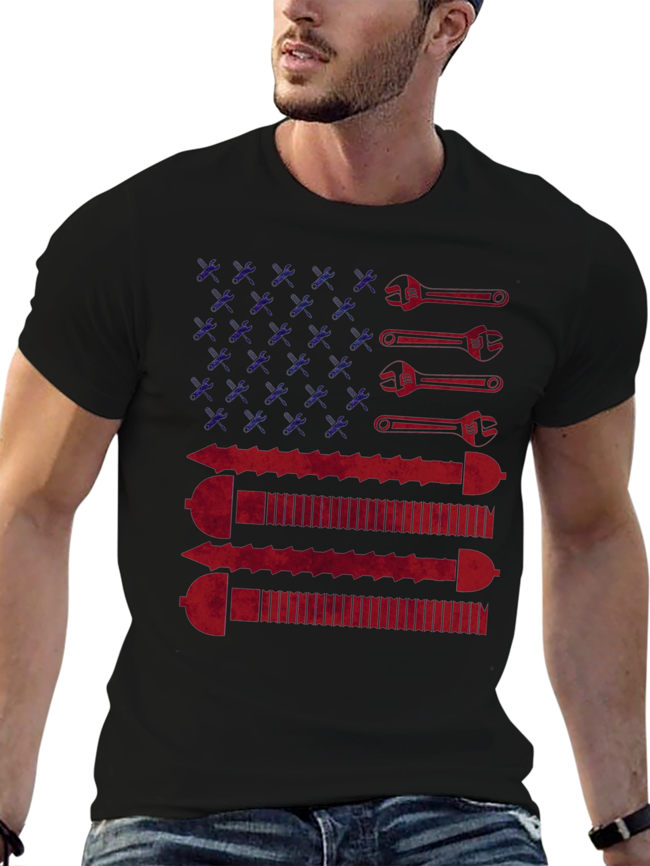 American Flag Wrench & Screw T-Shirt