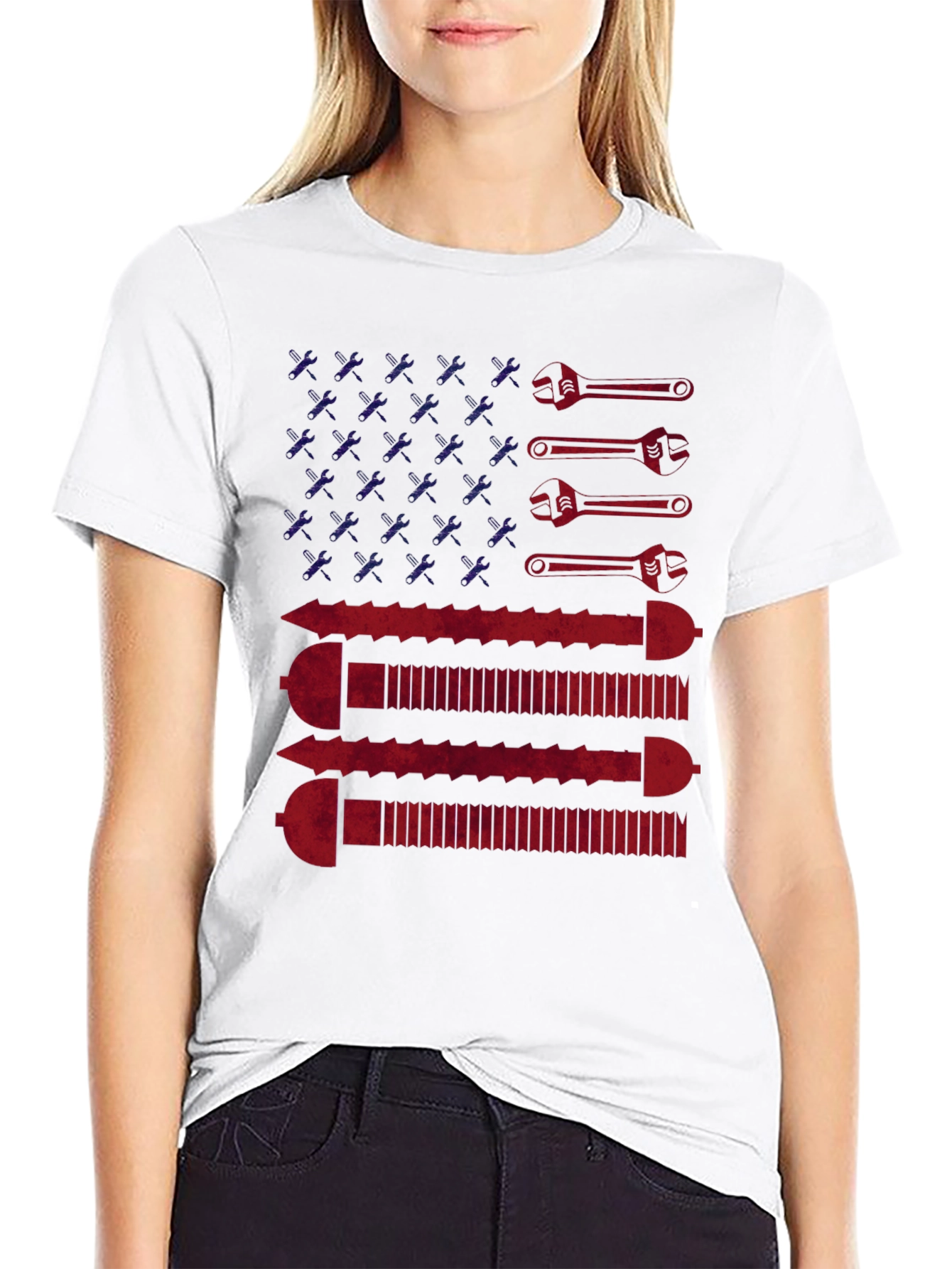 American Flag Wrench & Screw T-Shirt