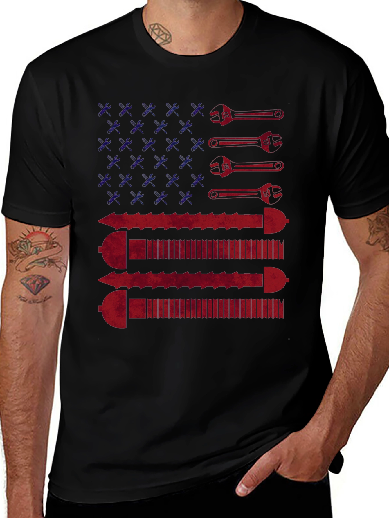 American Flag Wrench & Screw T-Shirt