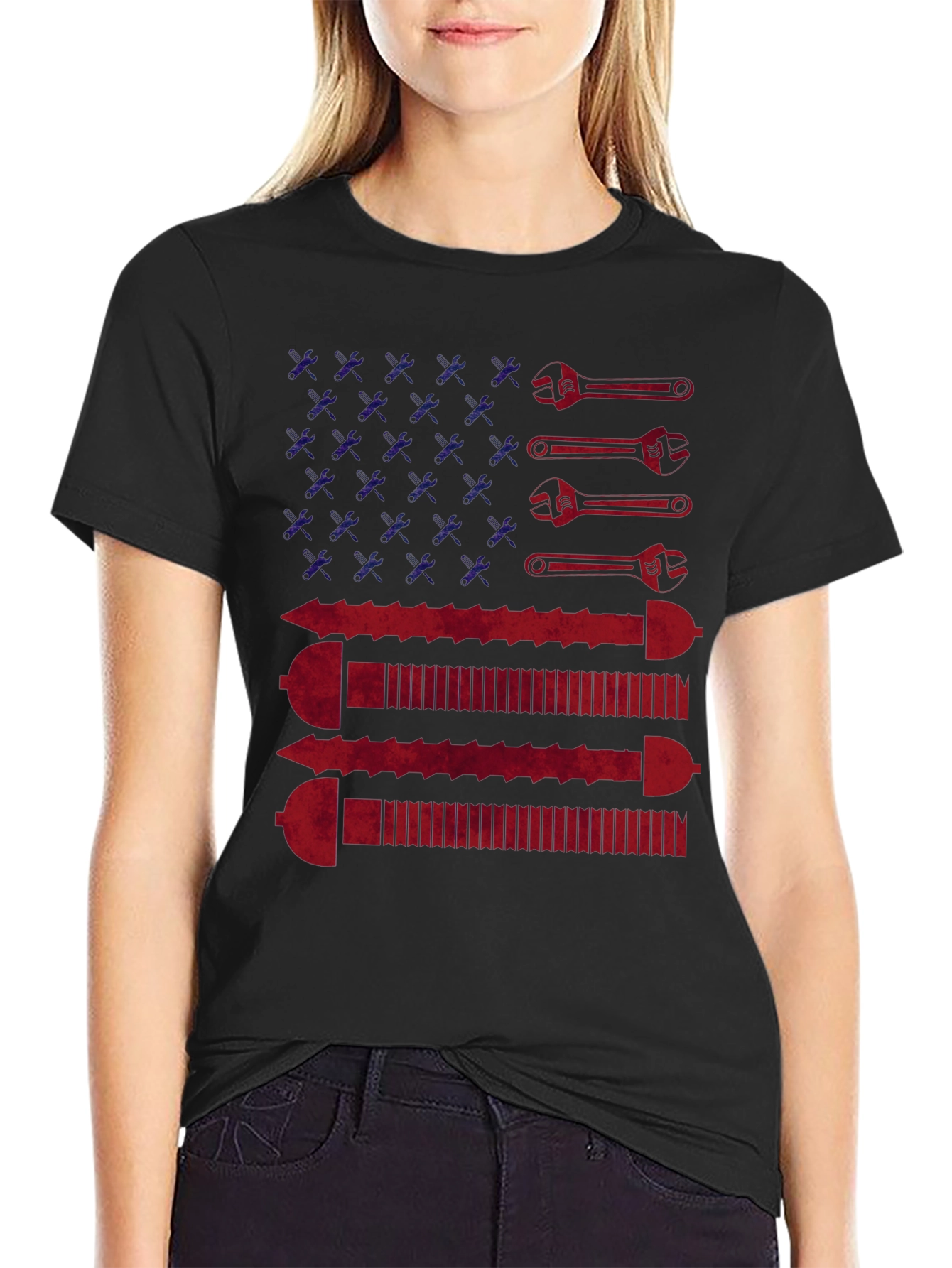 American Flag Wrench & Screw T-Shirt