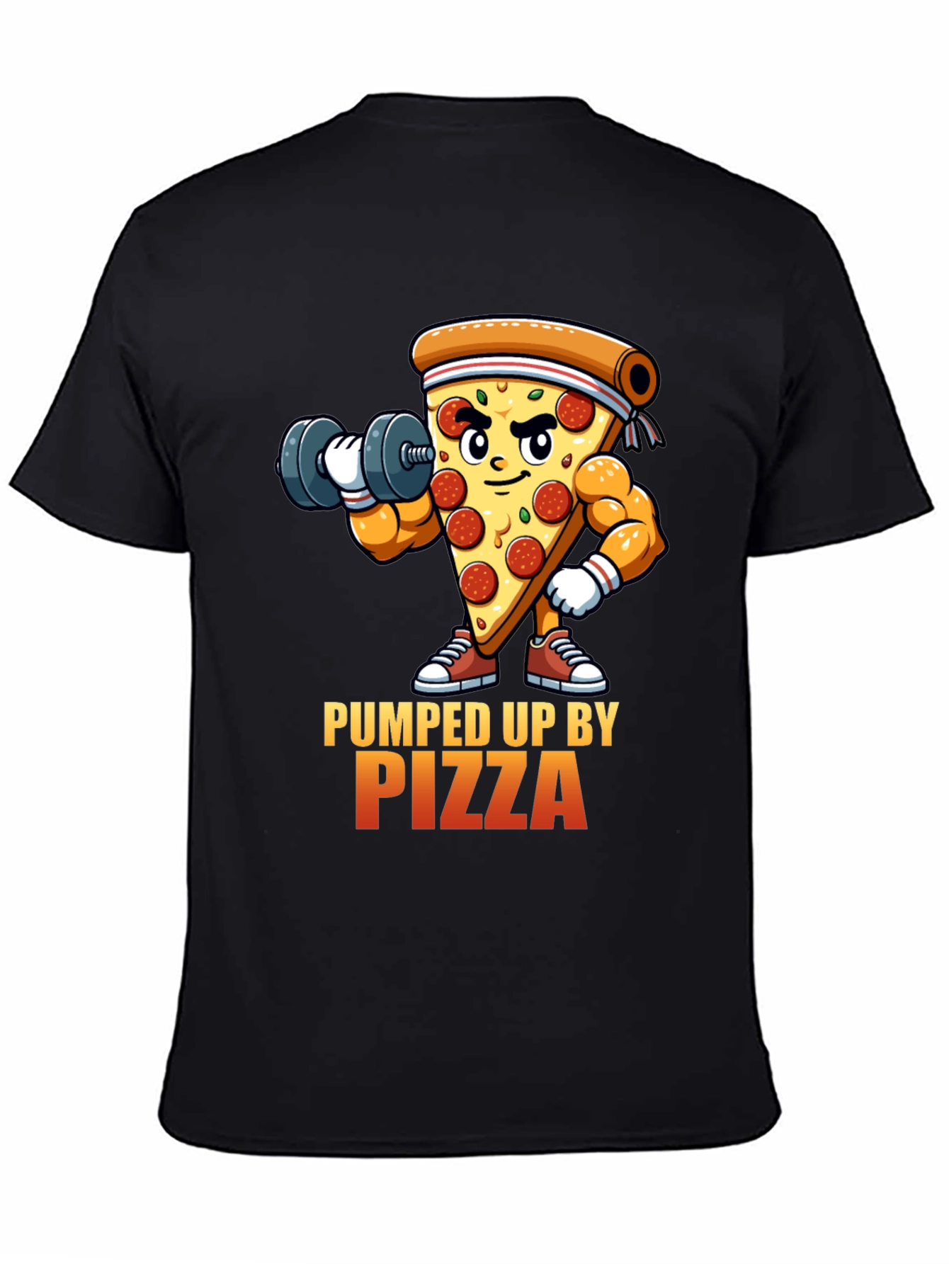 Pumped Up By Pizza Black T-Shirt