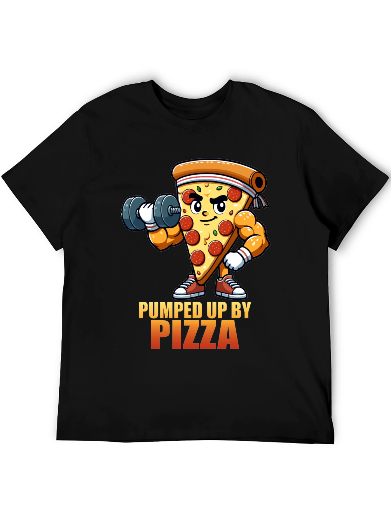 Pumped Up By Pizza Black T-Shirt